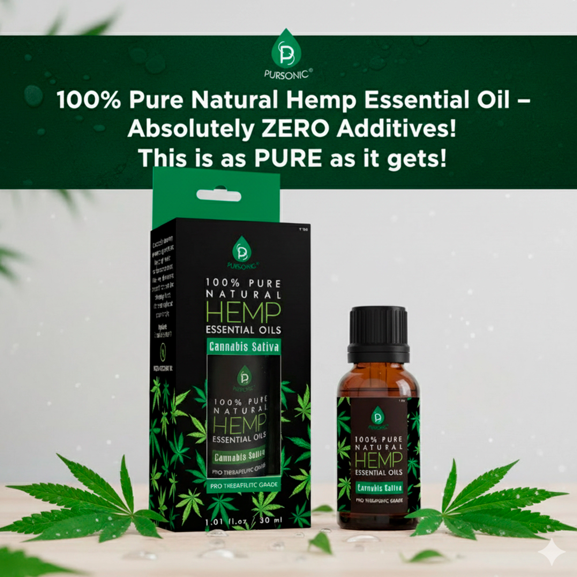 Pursonic Unisex 100% Pure Natural Hemp Seed Oil Skin, Hair & Body Care Essential Oil