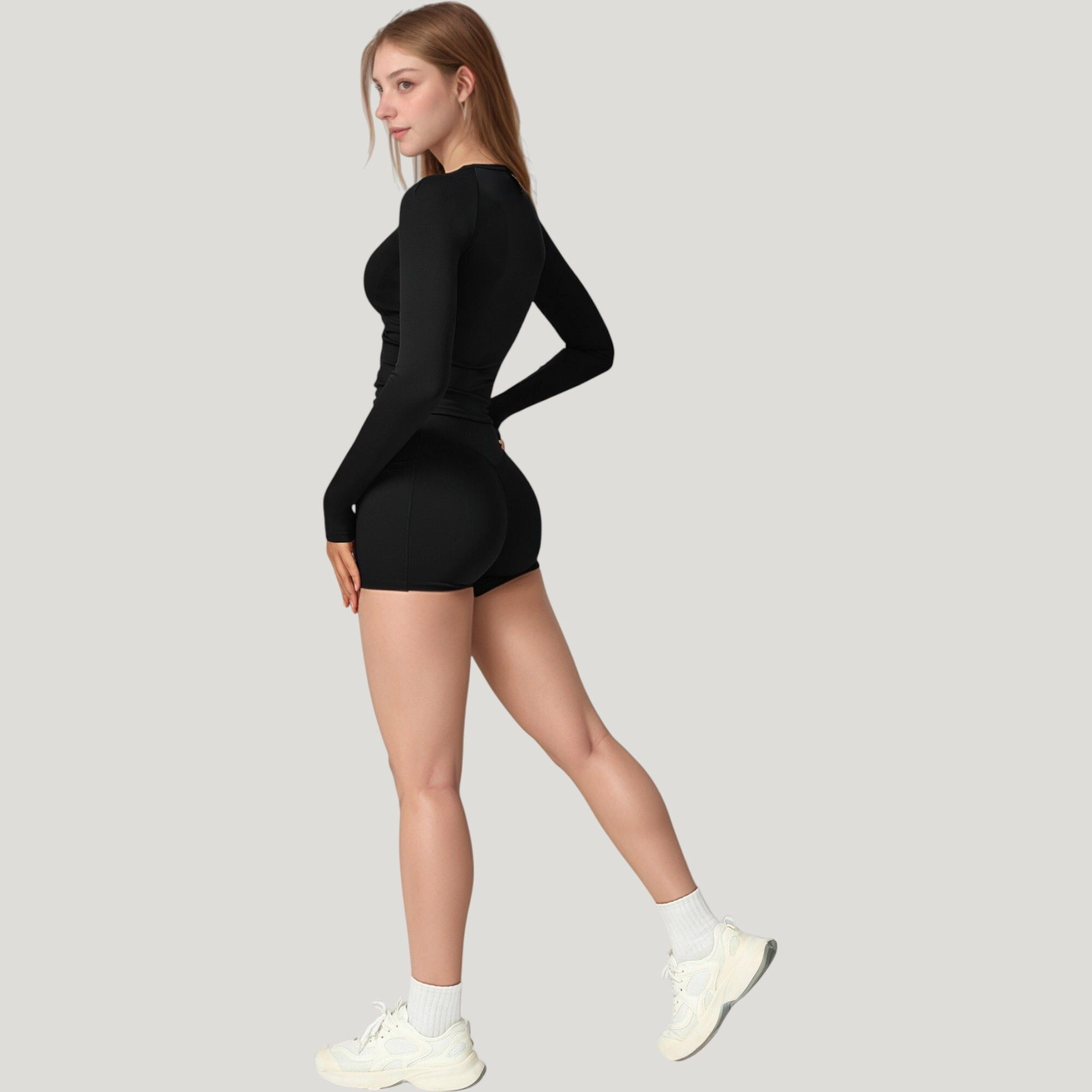 Anna-Kaci Women's Long Sleeve Crew Neck Activewear Top with Streamlined Fit and Lightweight Stretch Performance Fabric