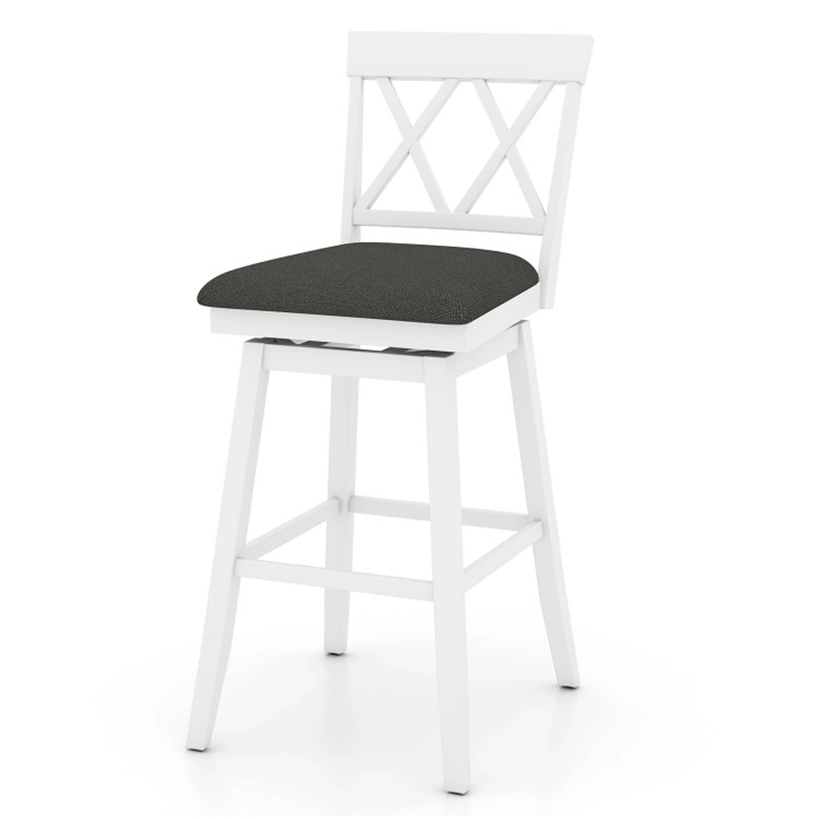 SUGIFT Set of 2 29-in Seat H X-Back Rubber Wood Frame and Linen Padded Seat 330-lb Rated Bar Stools White