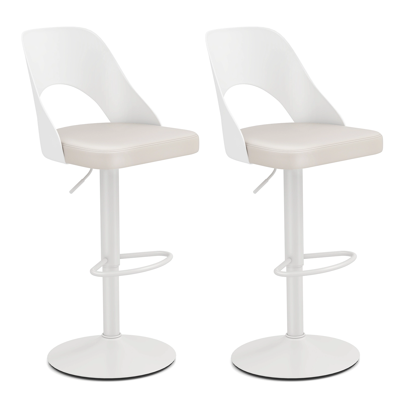 Glintex 2-Piece Adjustable Swivel Bar Stool Set with 105-Degree Backrest