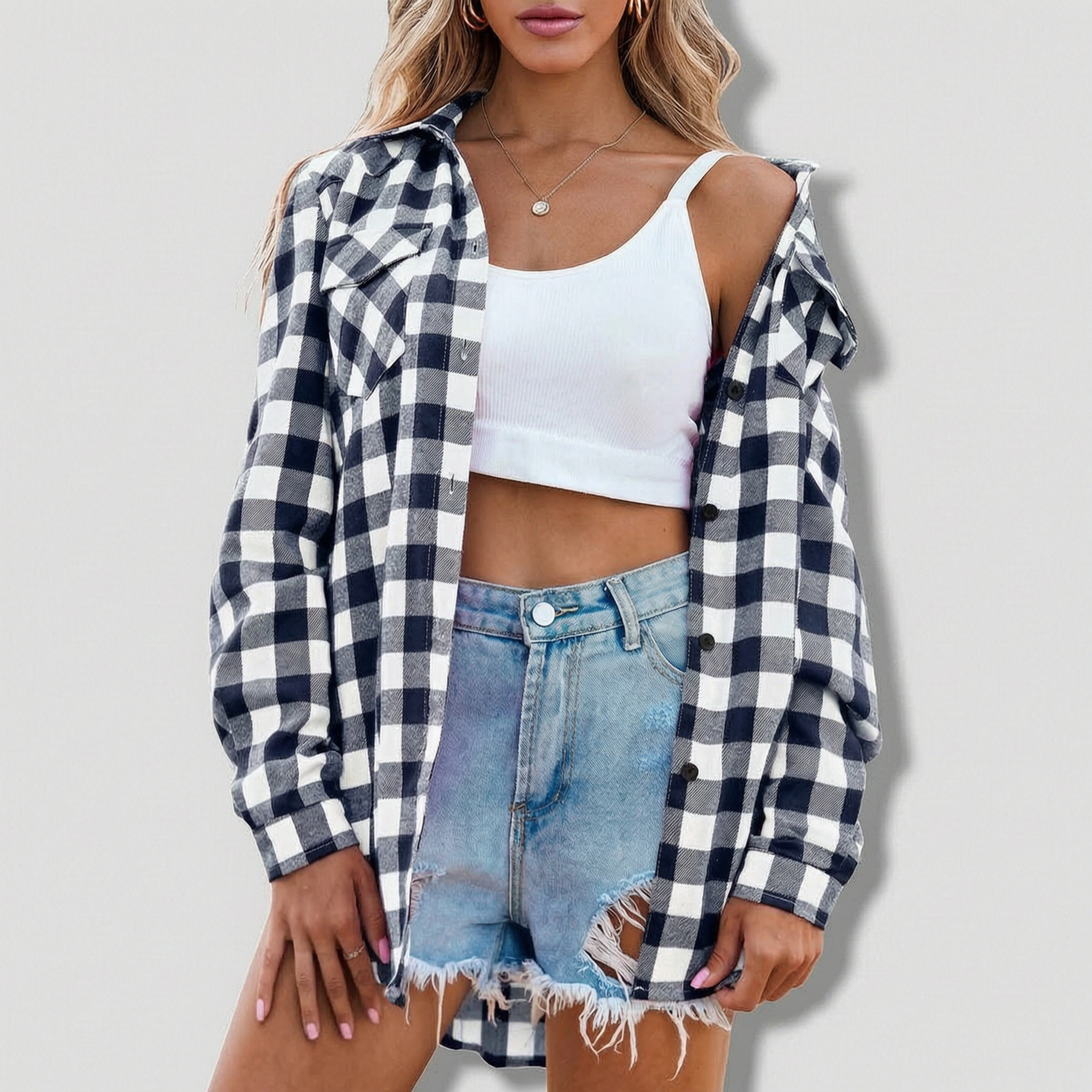 Zeagoo Womens Flannel Shirts Long/Roll Up Sleeve Collared Button Down Plaid Shirt Casual Work Tops