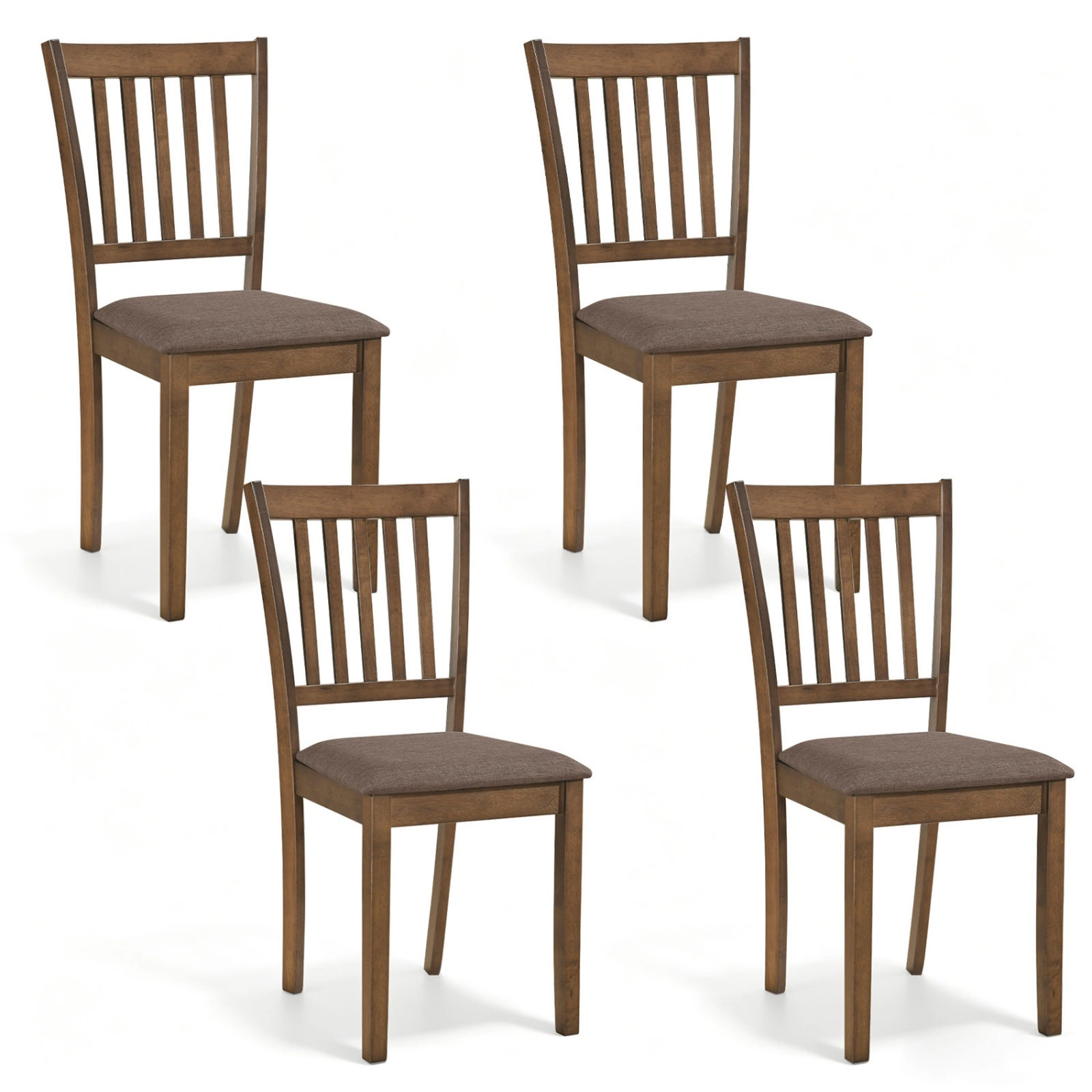 SUGIFT Set of 4 Wooden Upholstered Dining Chairs with Rubber Wood Frame 330-lb Capacity Brown/Black