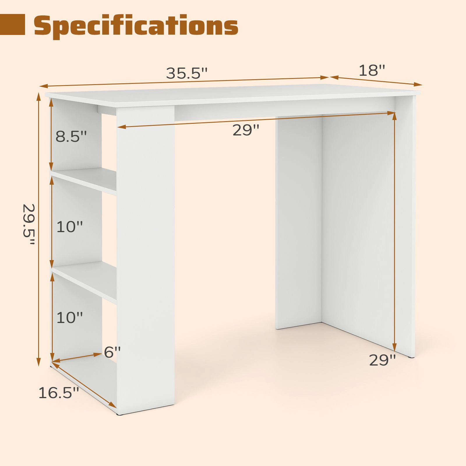 SlickBlue Study Desk with Side Shelves and 155 Lb Tabletop Capacity