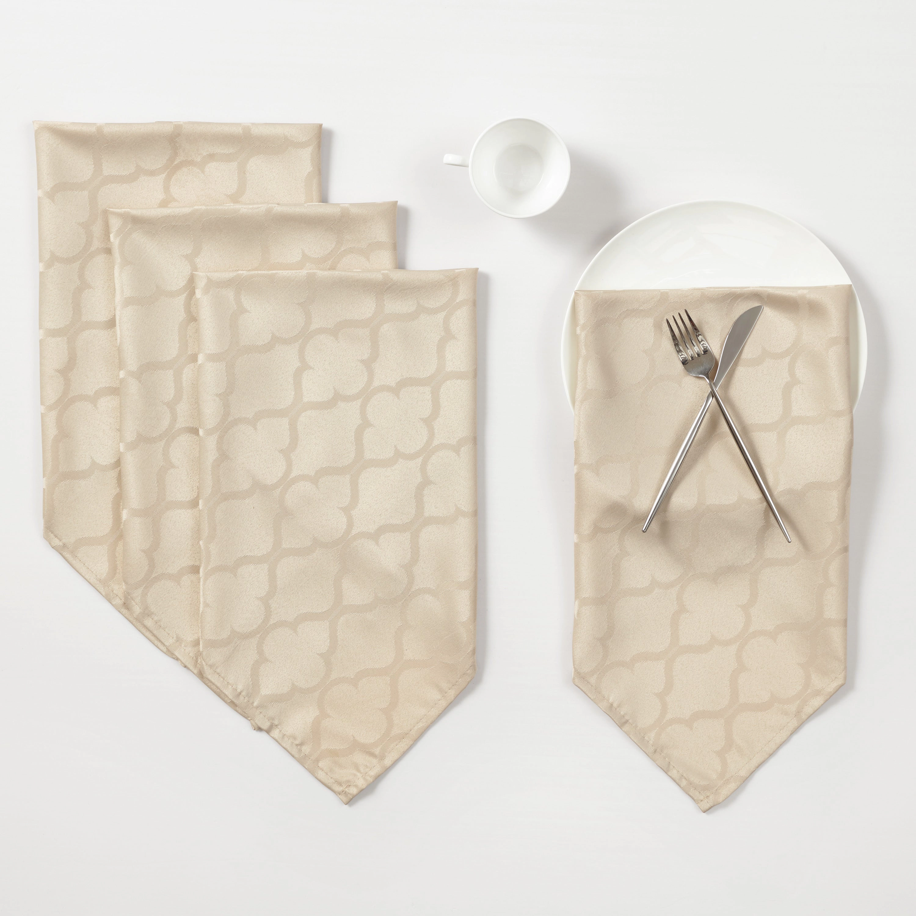 HLC.ME Modena Lattice Jacquard Fabric Water Resistant Dining Table Napkins - Set of 4