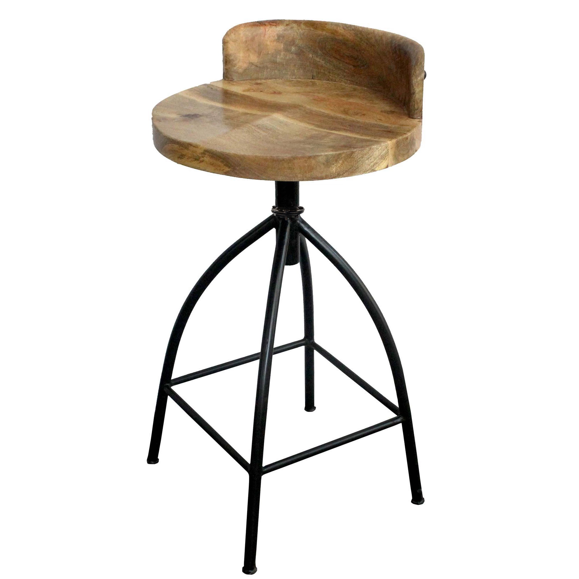 The Urban Port Pia 25-31 Inch Set of 2 Industrial Style Counter Height Stools with Adjustable Swivel Seat, Brown, Black