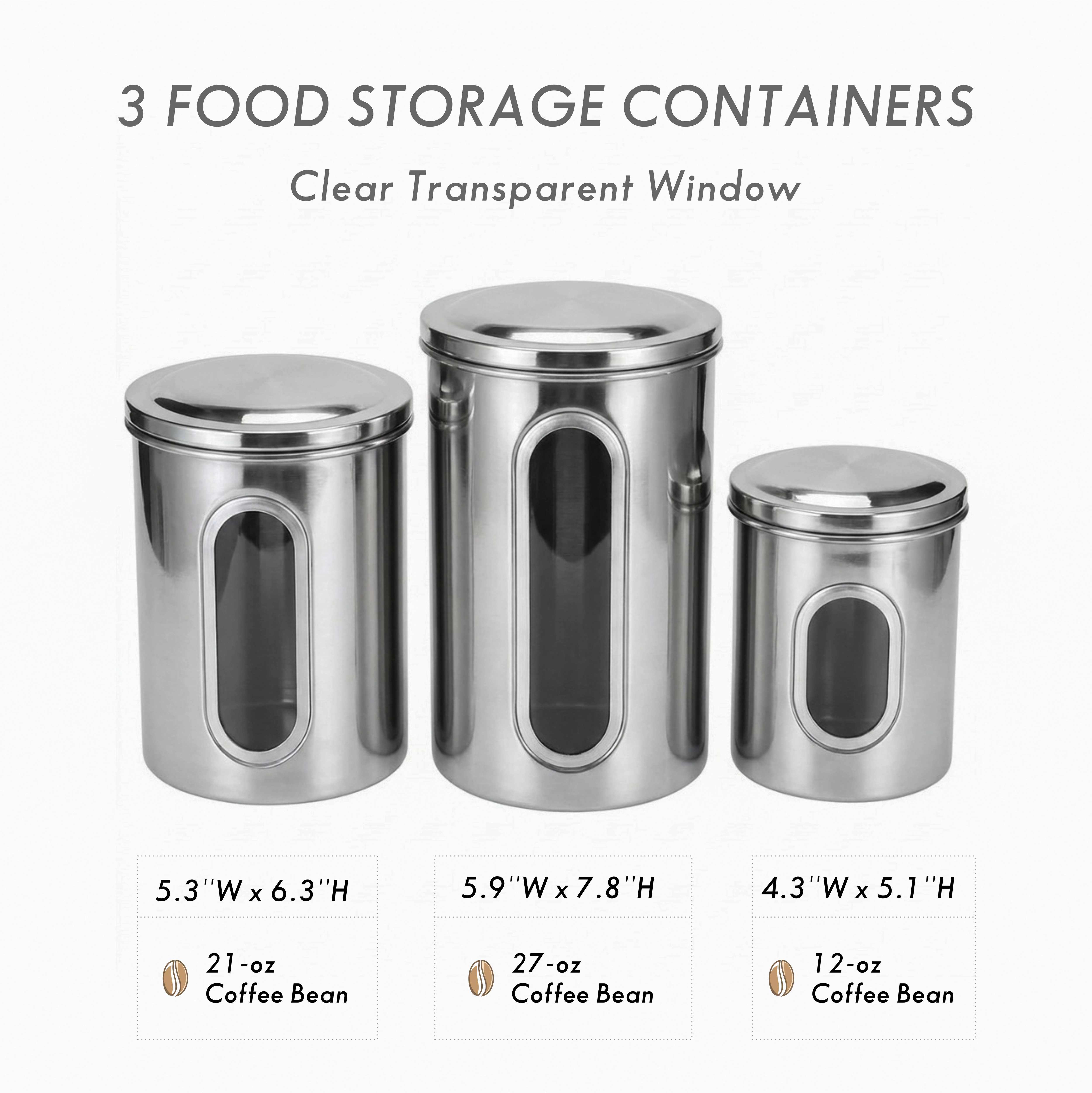 Mega Casa Stainless Steel Containers Set of 3 for Kitchen