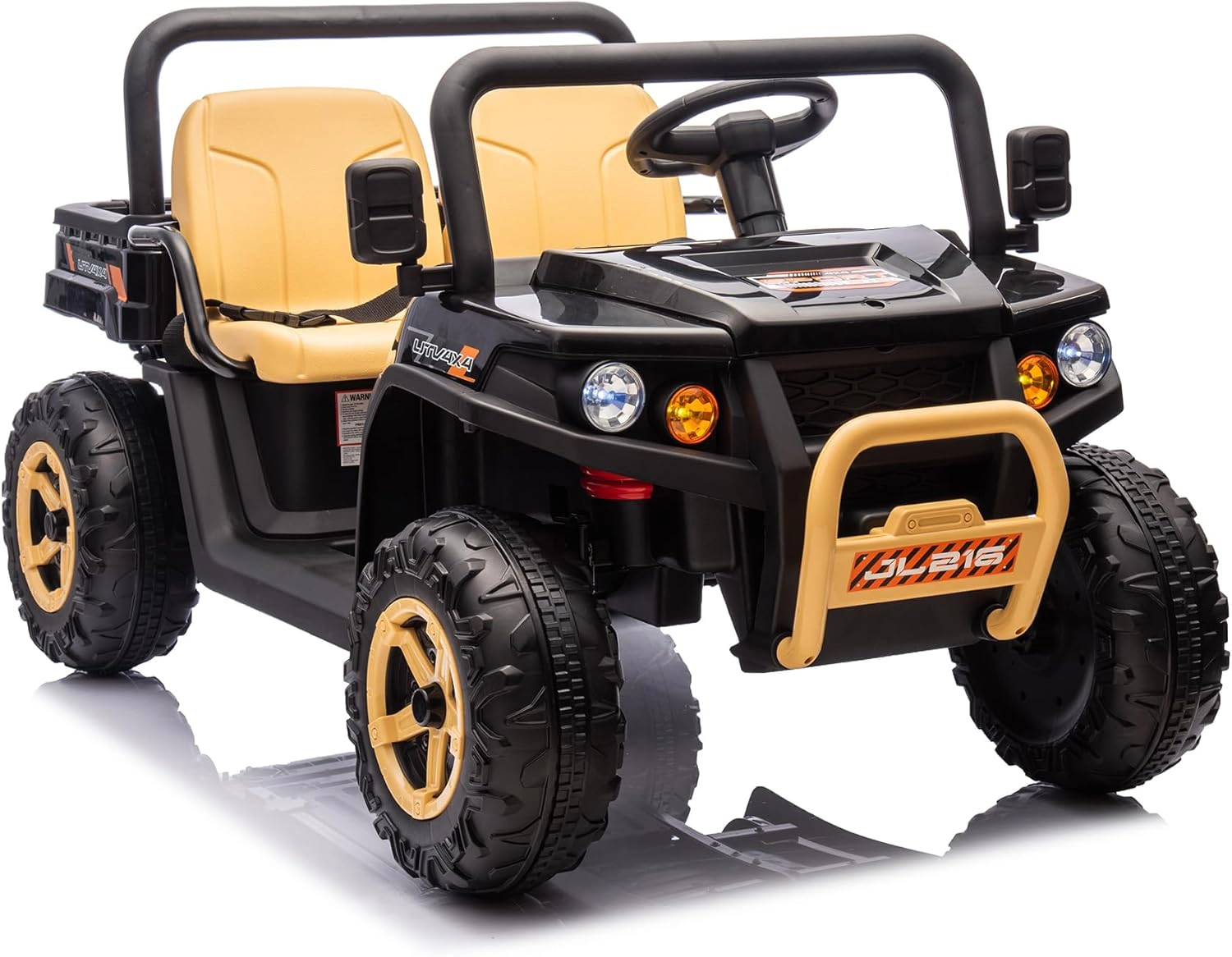 Enjyam 24V Kids 2-Seater Ride On Dump Truck, 4×35W Motors, Electric Bed, Shovel, Remote, Bluetooth, Music & LED Lights