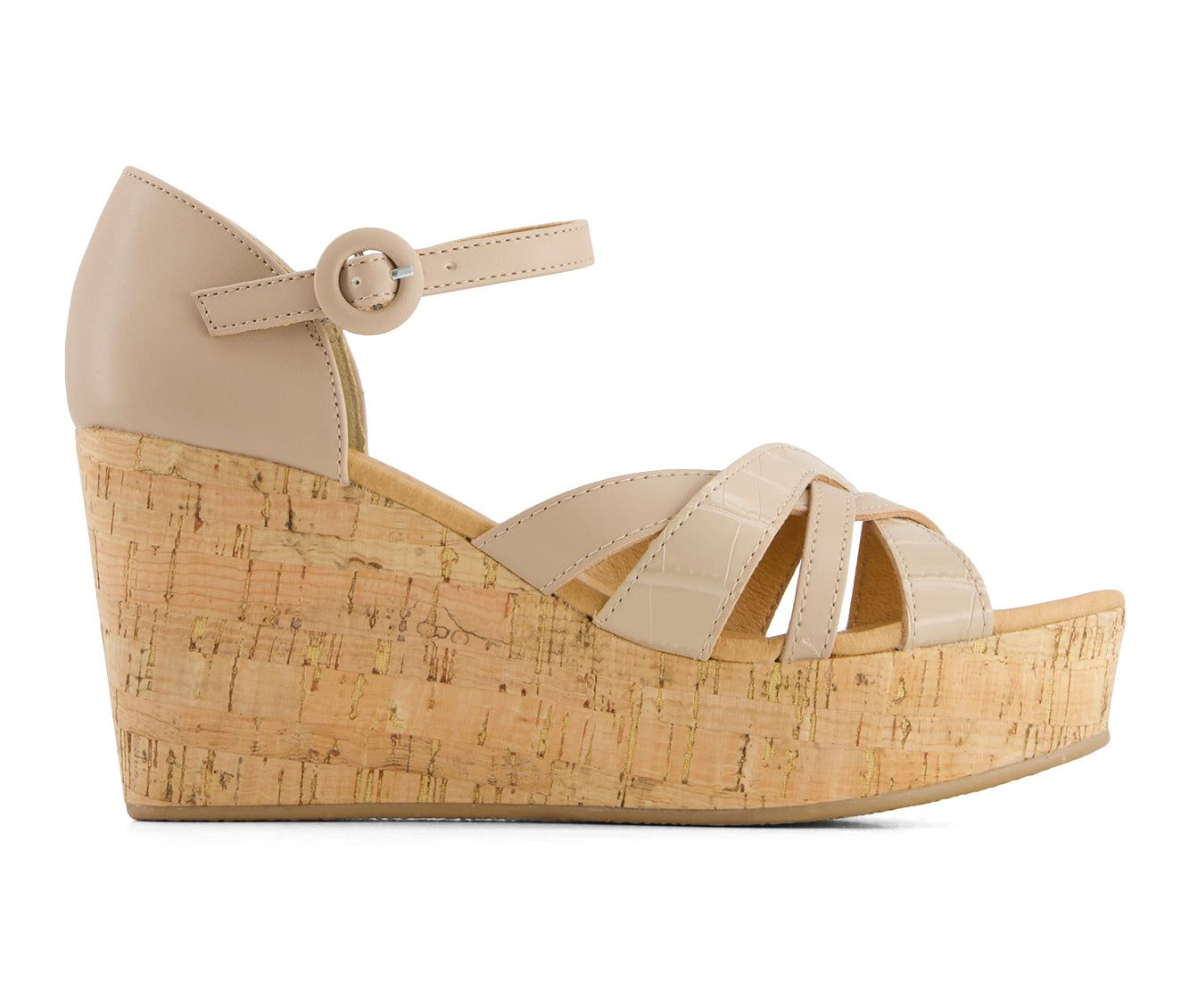 Andrea Womens Comfort Wedge Heeled Ankle Strap Sandals