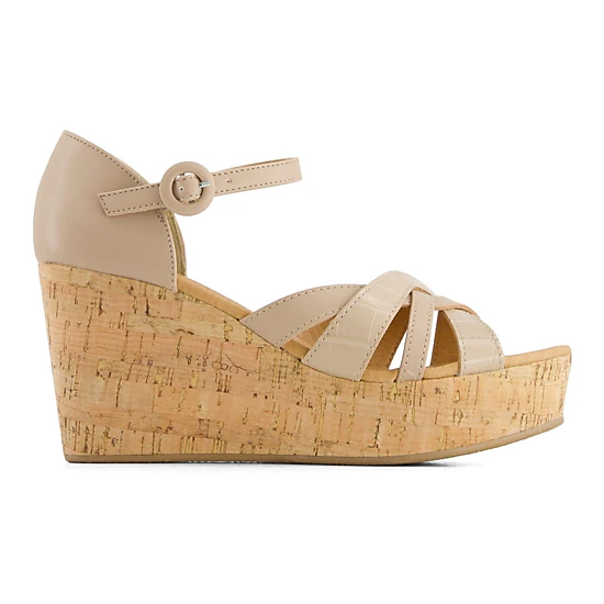 Andrea Womens Comfort Wedge Heeled Ankle Strap Sandals