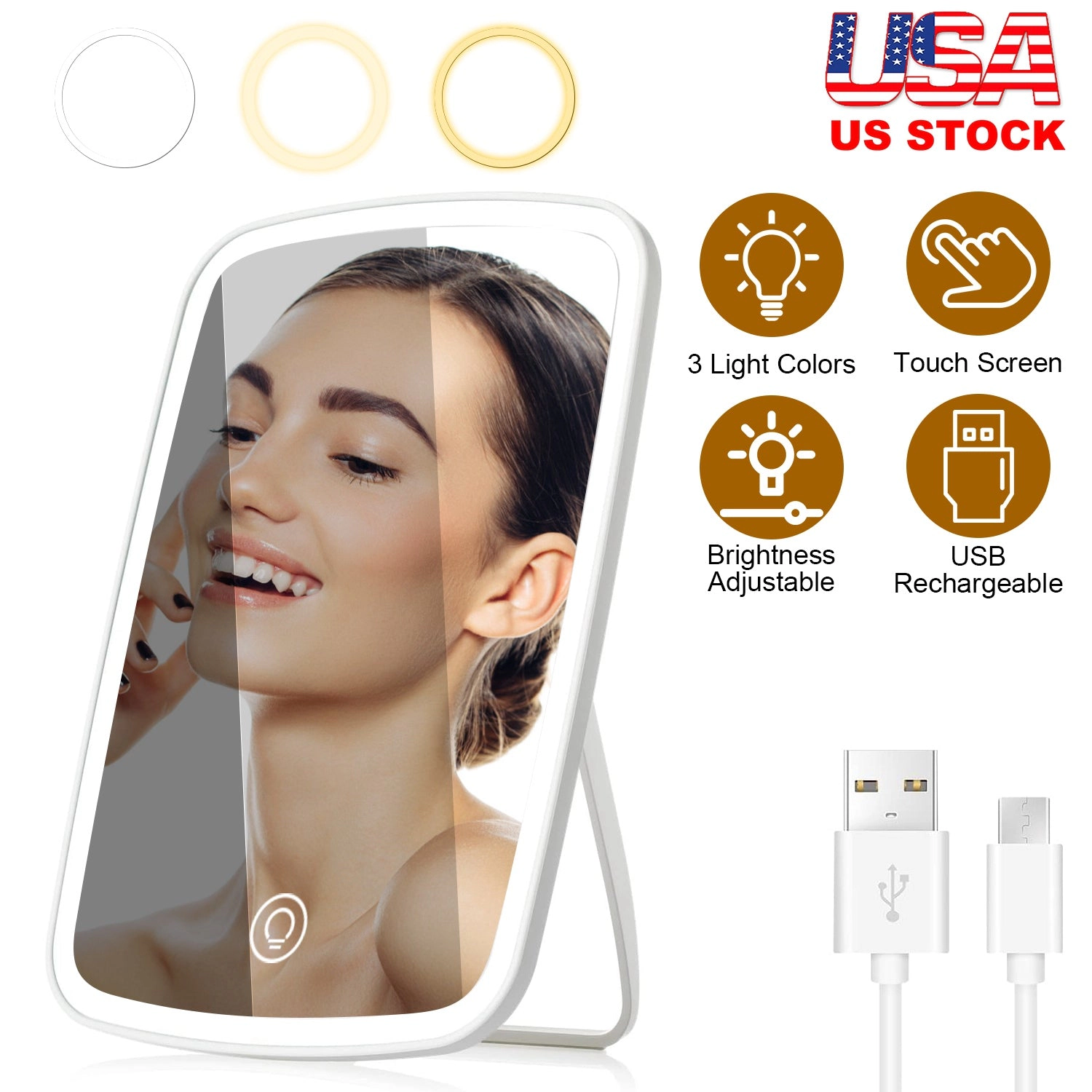 GBruno LED Rechargeable Vanity Makeup Mirror