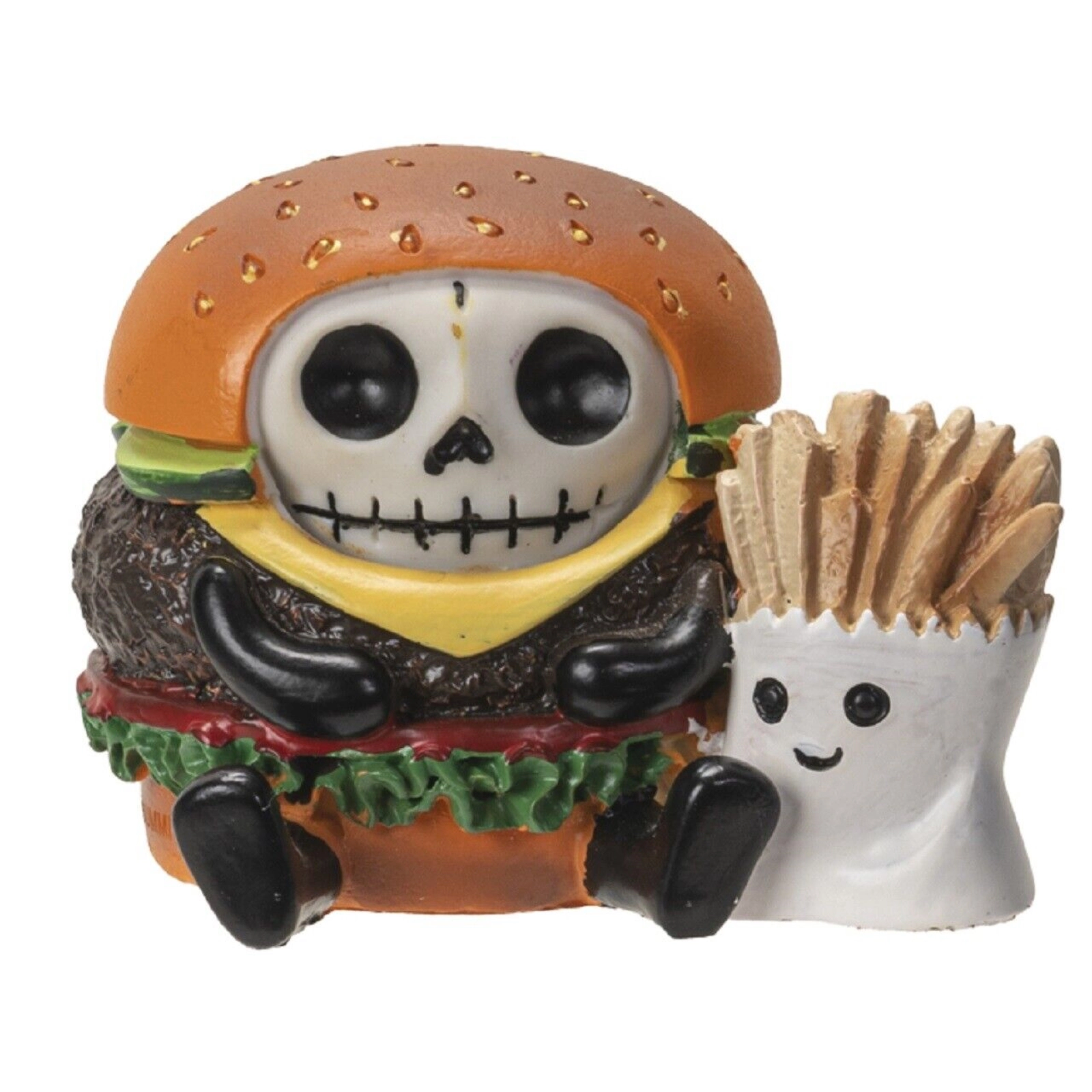 Pacific Giftware Furrybones Burger and Fry Skeleton in Costume Figurine 3.2 Inch Multicolor
