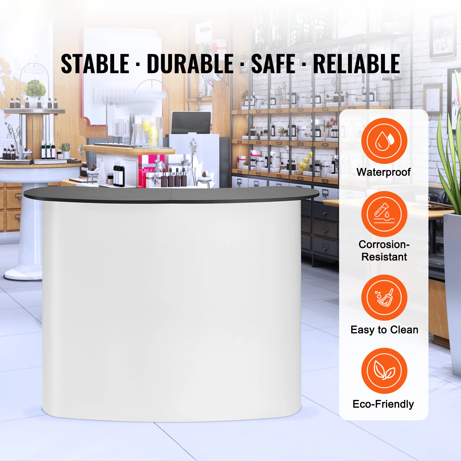 HONGGE Portable Tradeshow Podium Display Exhibition Counter with Foldable Wall, Pop Up Bar Table with Carrying Bag