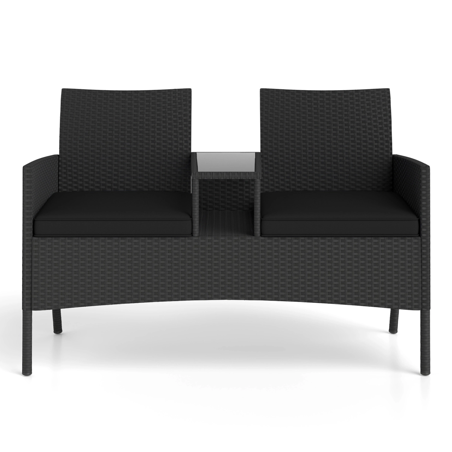 LJG Patio Loveseat with Built-in Table for Backyard Porch