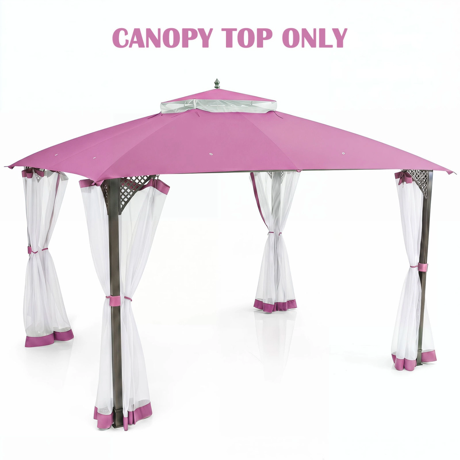 SUGIFT 10-ft x 12-ft Pink Gazebo Replacement Canopy Cover with Double Roof Mesh Vent and Waterproof Top