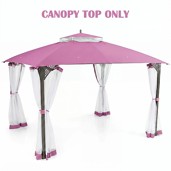 SUGIFT 10-ft x 12-ft Pink Gazebo Replacement Canopy Cover with Double Roof Mesh Vent and Waterproof Top