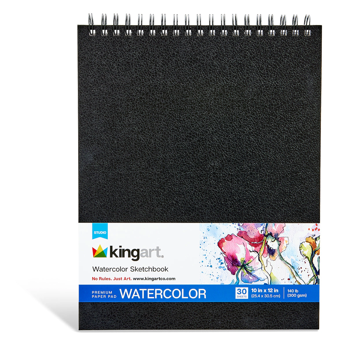 KINGART Watercolor Sketchbook - 10" x 12" - 30 Sheets - 140 lb (300 gsm)