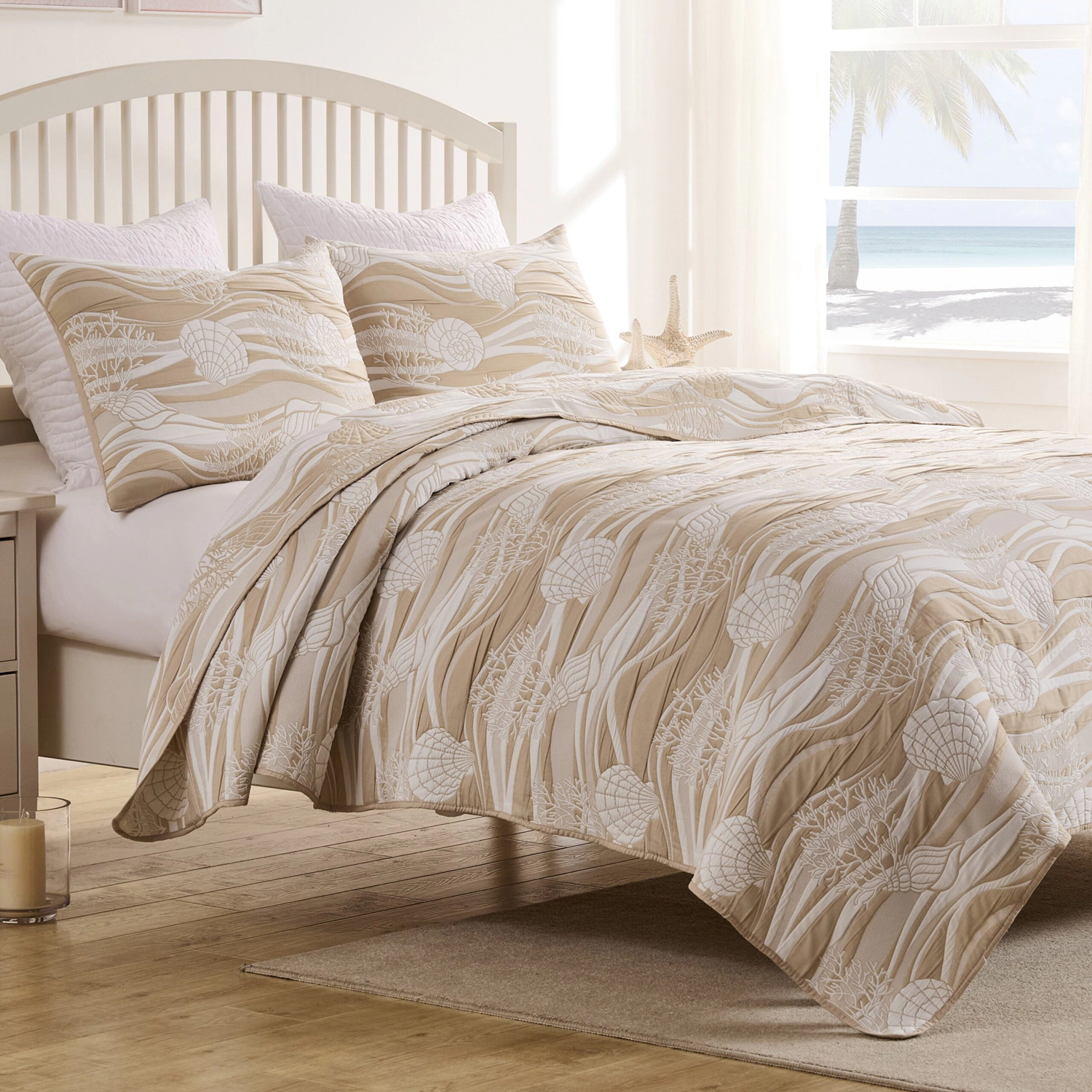 Greenland Home Fashion 100% Woven Polyester Jacquard Dover Coverlet Set 3 Piece