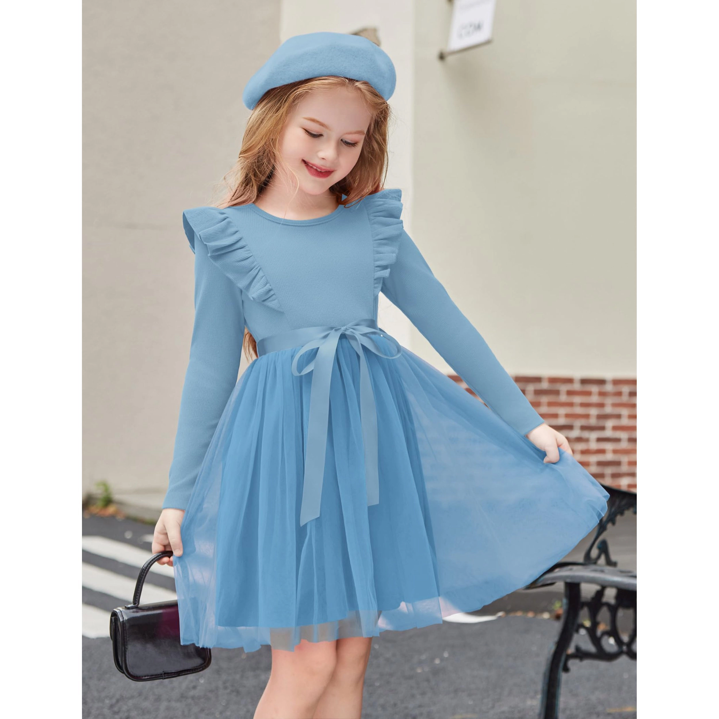 Arshiner Toddler Dress Christmas Patter Tulle Girls Long Sleeve Tutu Winter Kis Outfit
