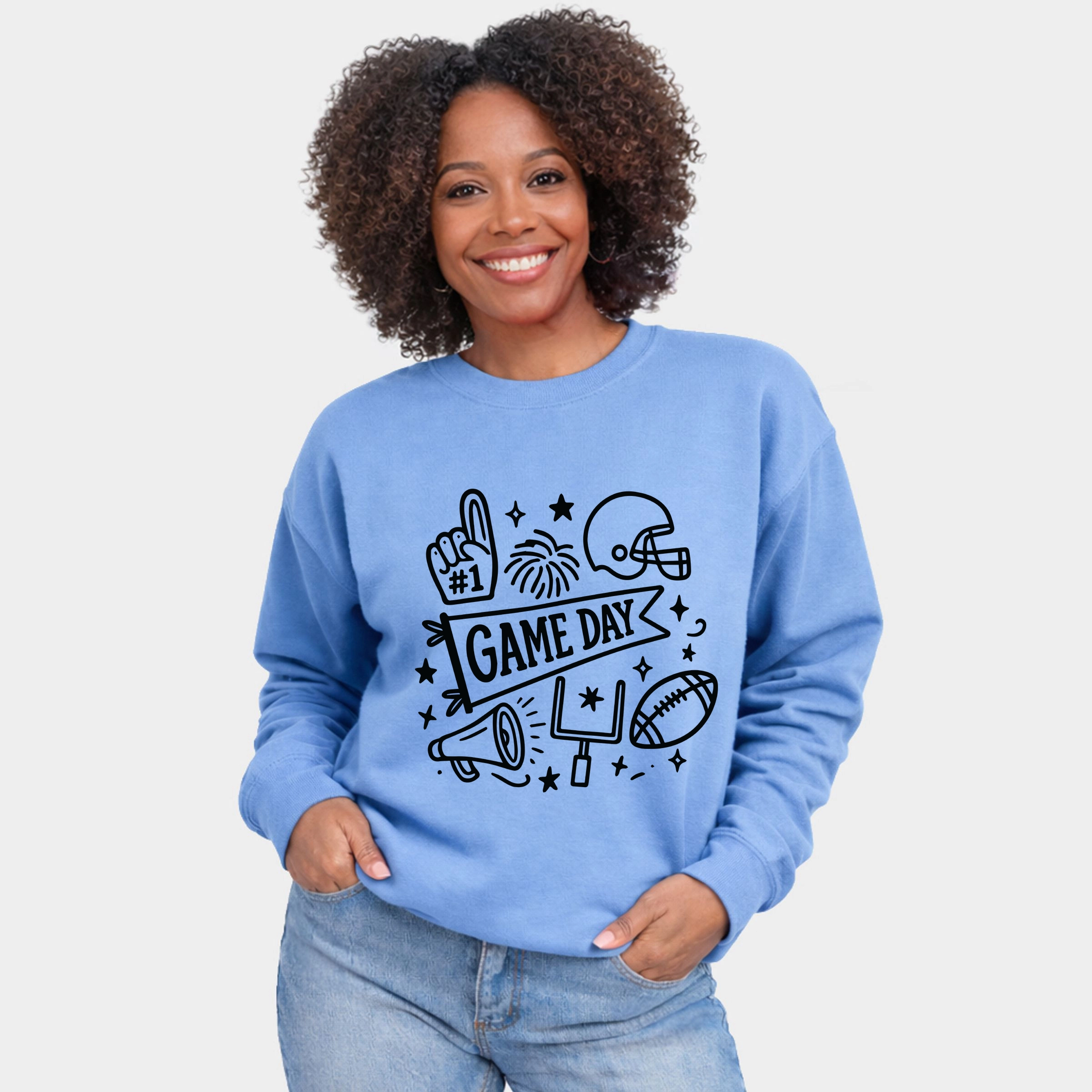 Simply Sage Market - Women's Graphic Sweatshirt Football Game Day Doodles