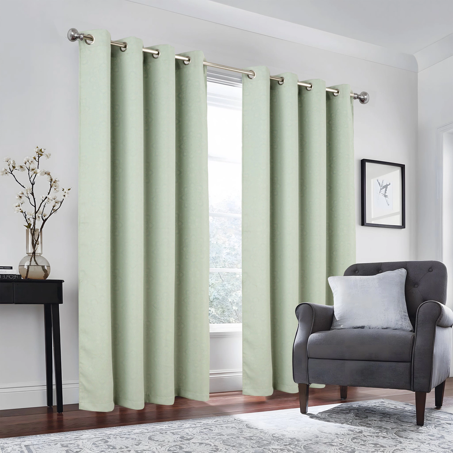 RT Designers Collection 100% Polyester 190 GSM Tilley Revisible Blackout Grommet Curtain Panel 54" x 95" Sage