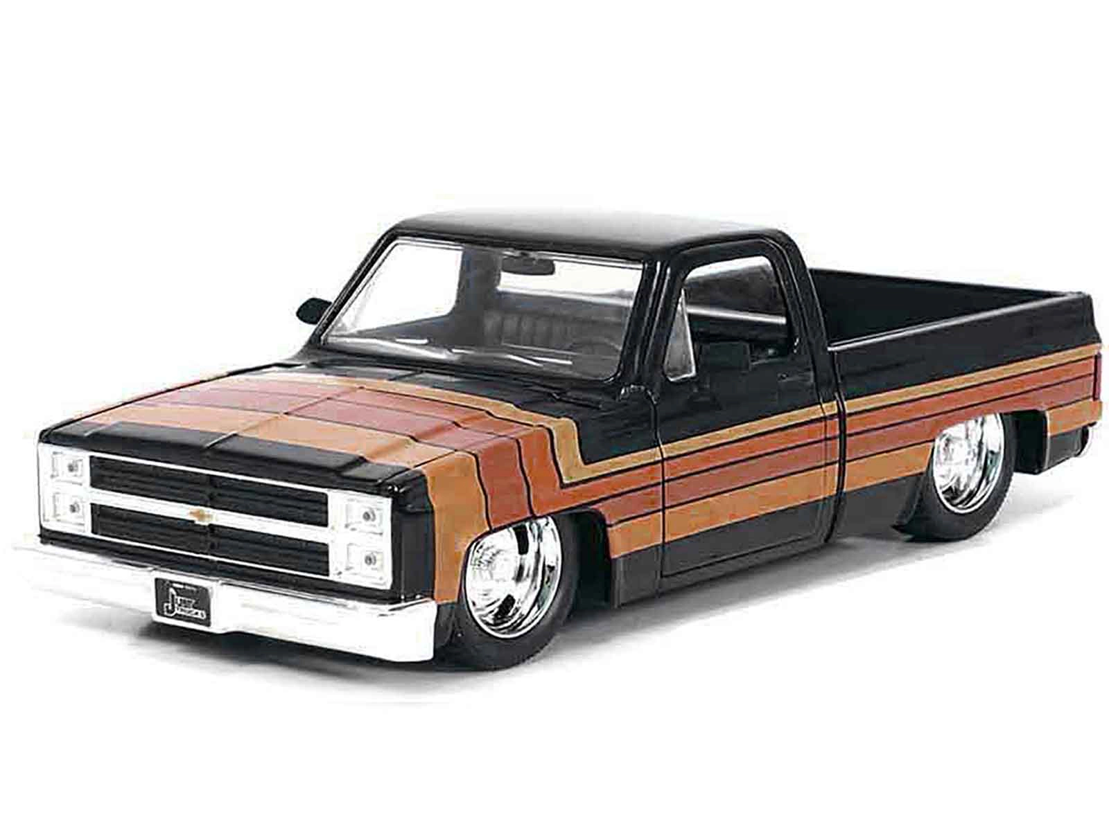 Jada 1985 Chevrolet C-10 Pickup Truck Black With Stripes And Gm Rally Wheels "Just Trucks" Series 1/24 Diecast