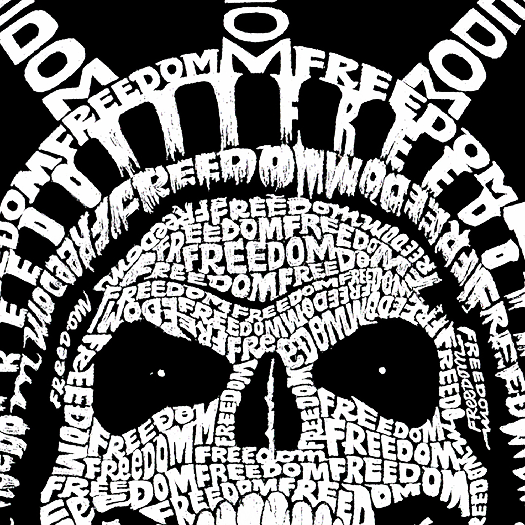 LA Pop Art Men's Freedom Skull Word T-Shirt