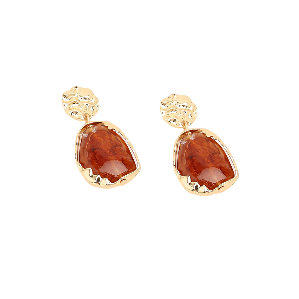 SOHI Women's Brown Dented Drop Earrings