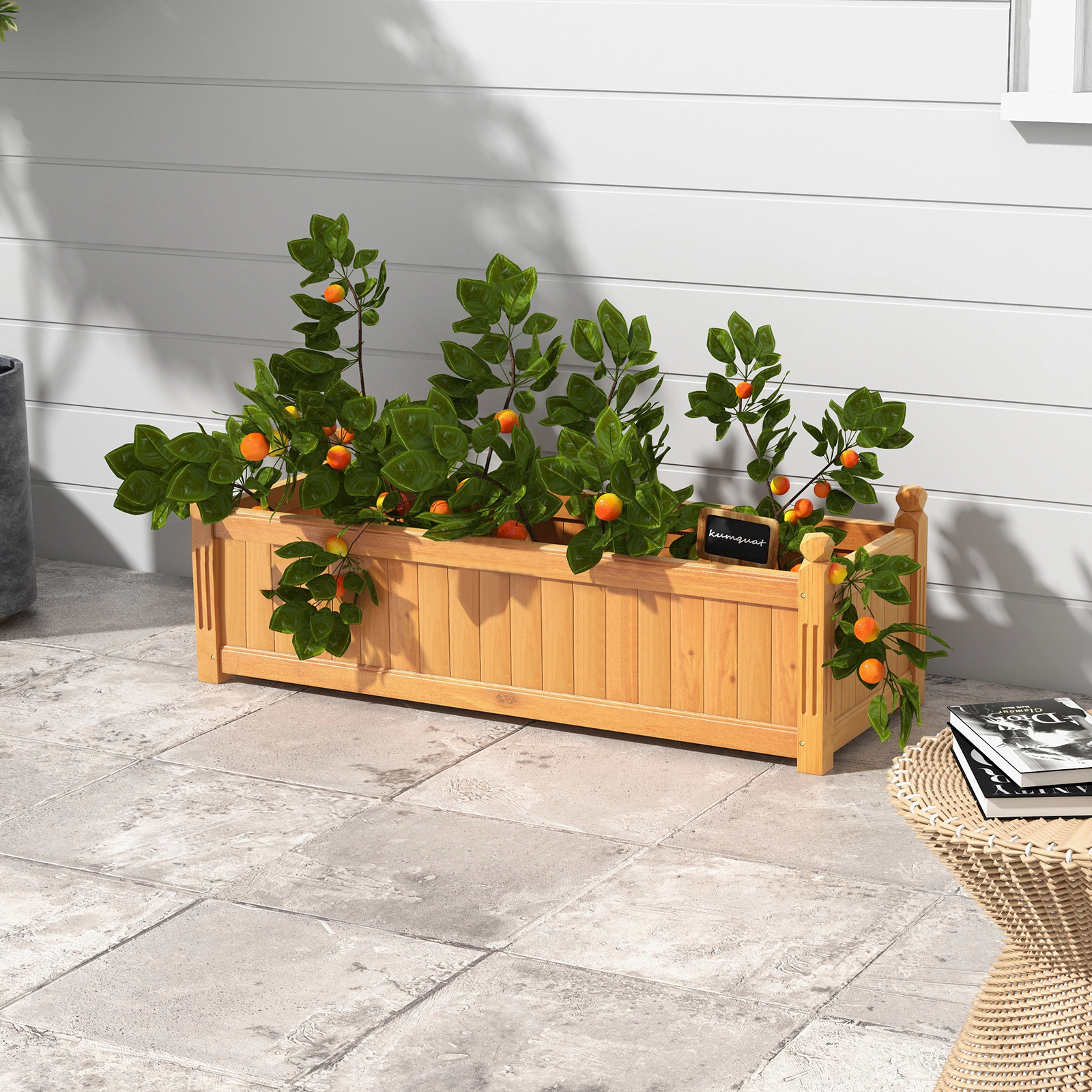 SlickBlue Wooden Raised Garden Bed with Drainage System for Plants