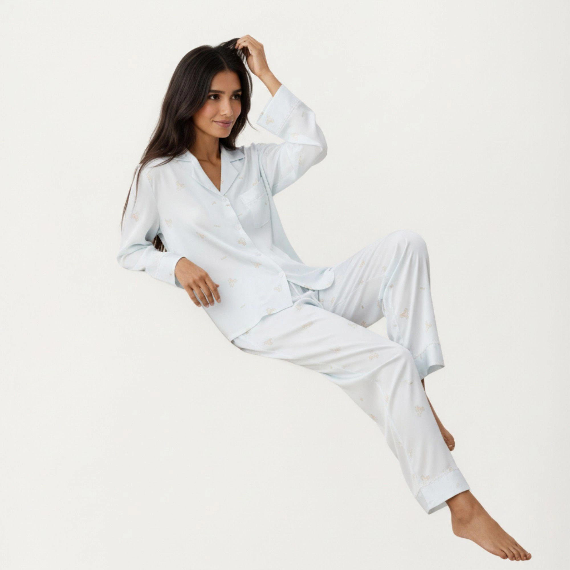 Anna-Kaci Women's 2-Piece Printed Button Front Pajama Top with Relaxed Long Sleeves and Matching Elastic Waist Pants