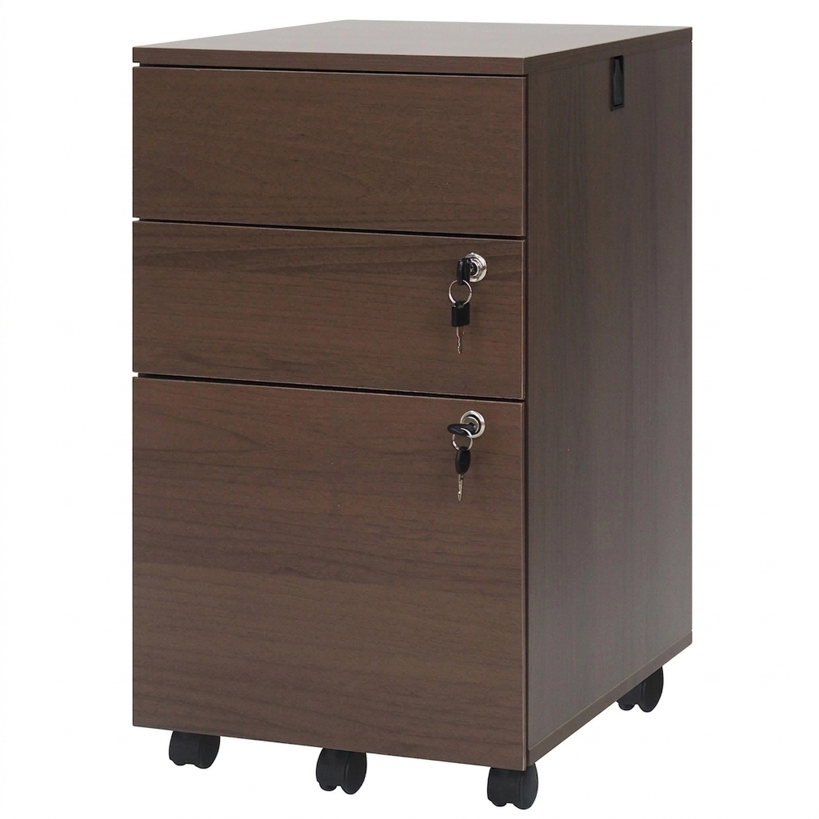SUGIFT Coffee 3-Drawer Locking Rolling File Cabinet Under Desk Filing Cabinet for Letter Legal and A4