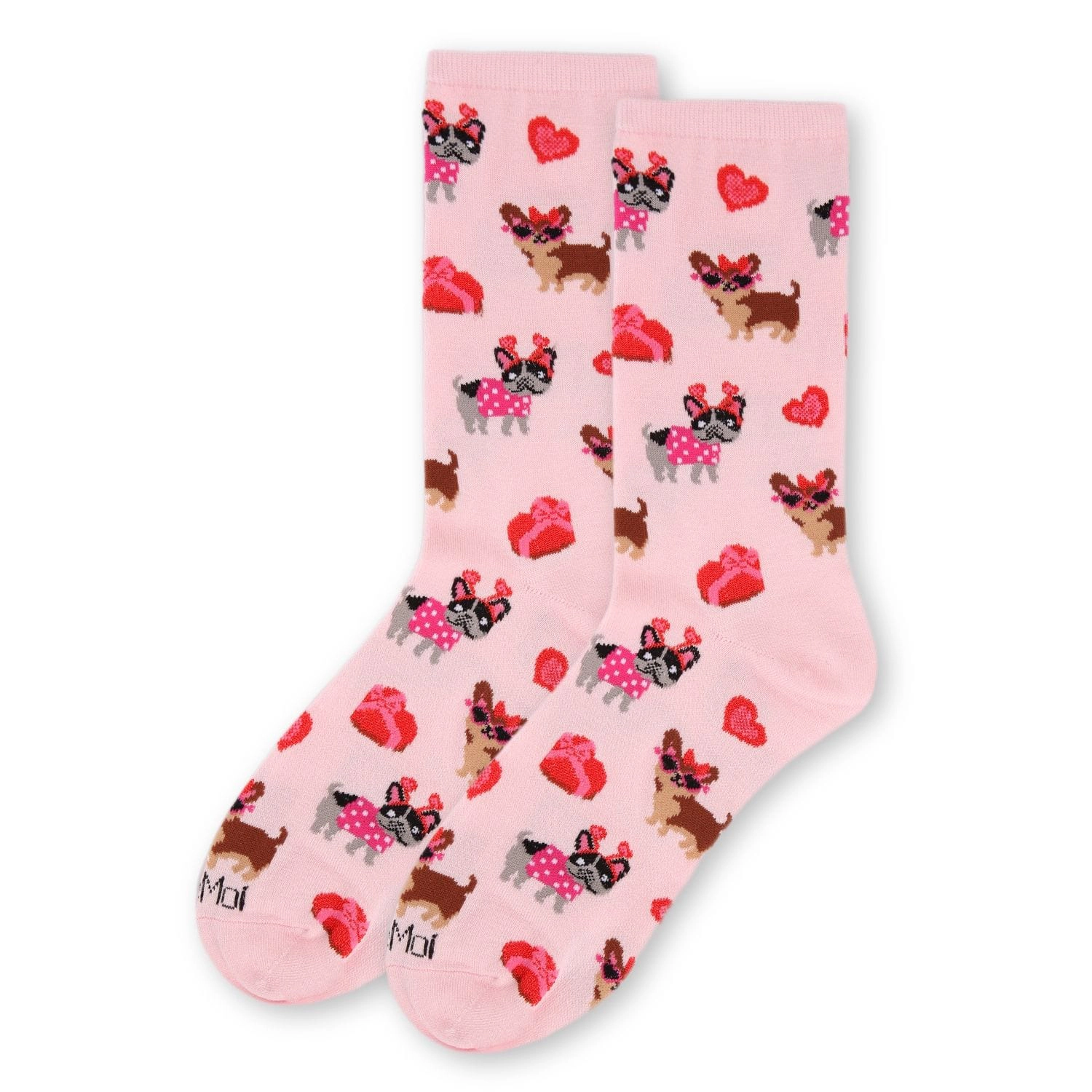 MeMoi Puppy Love & Gift Bamboo Blend Crew Socks