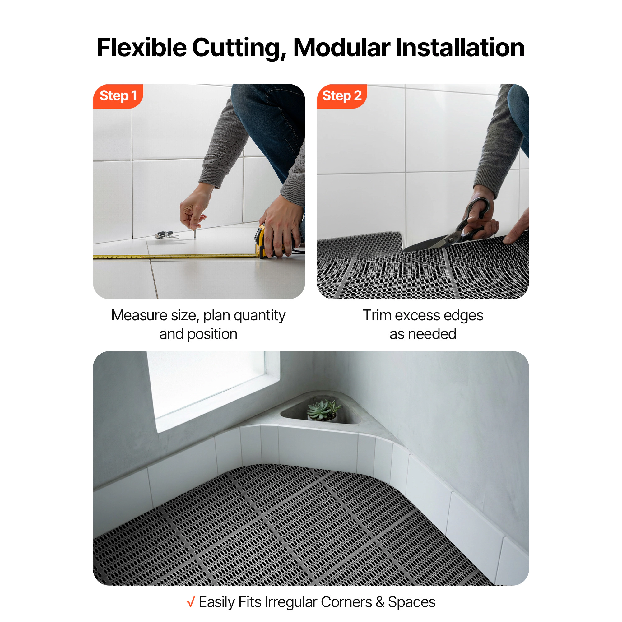 HONGGE Drainage Mat PVC Non Slip Commercial Floor Mat Wet Area Water Drain Splash Matting Hollow Doormat Roll for