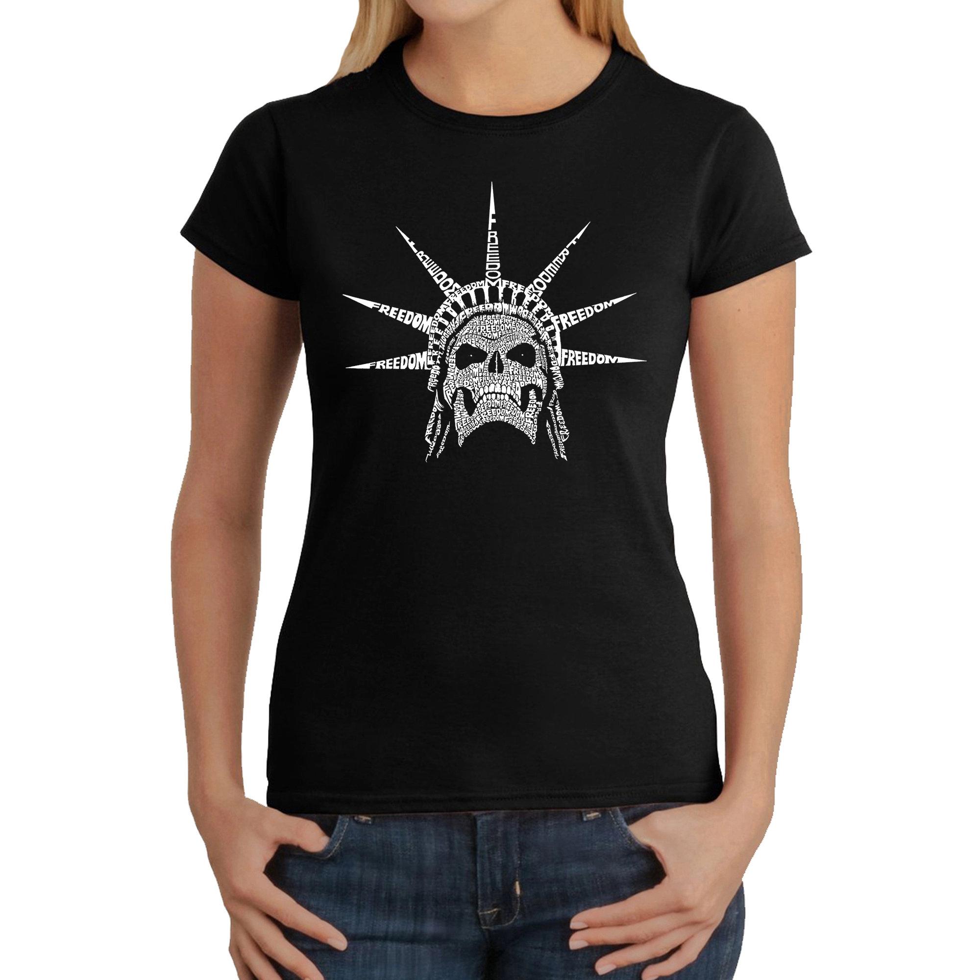 LA Pop Art Women's Word T-Shirt - Freedom Skull