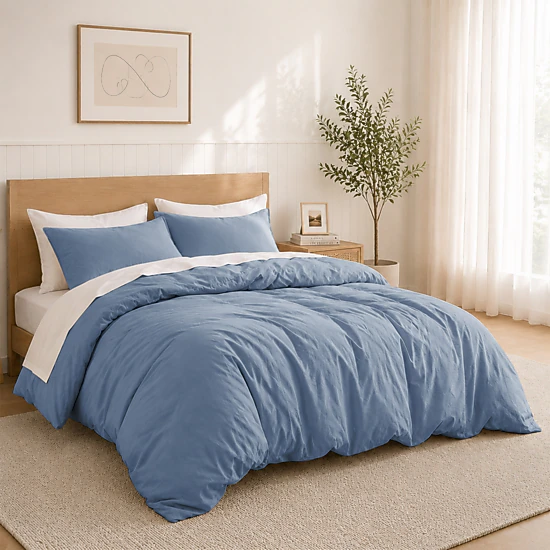 PEACENEST 100% Cotton Duvet Cover Set, Soft Breathable Lightweight Bedding Set