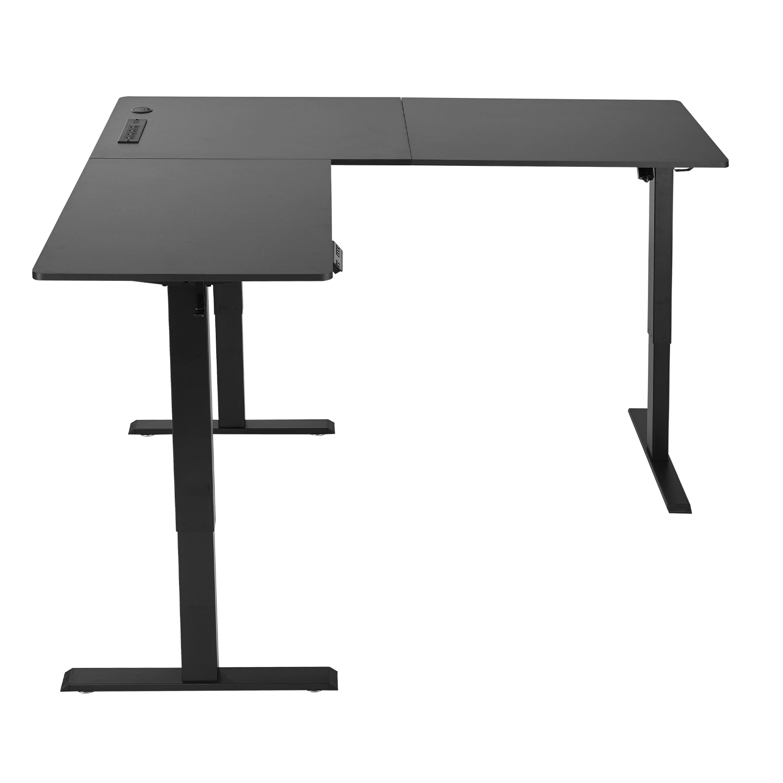 HONGGE L Shaped Desk, Electric Adjustable Height Corner Gaming Desk with Dual Hooks