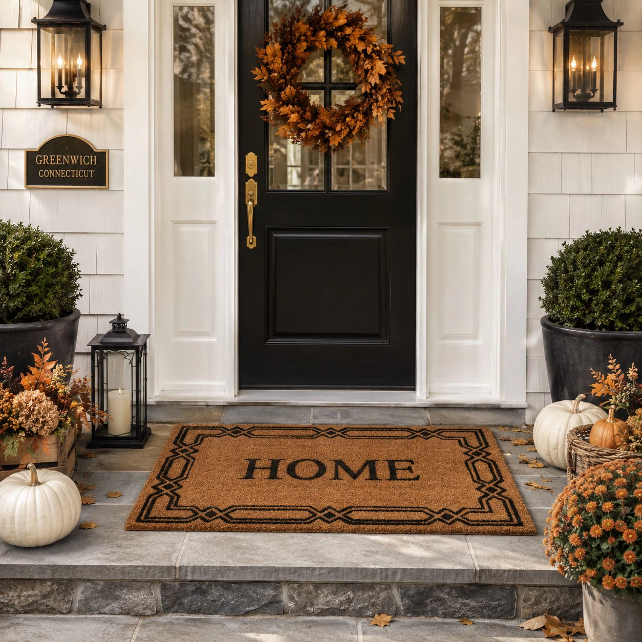 Kate Aurora Home Venetian Bordered Coir Bristled Outdoor All Season Welcome Mat - 18"x30"