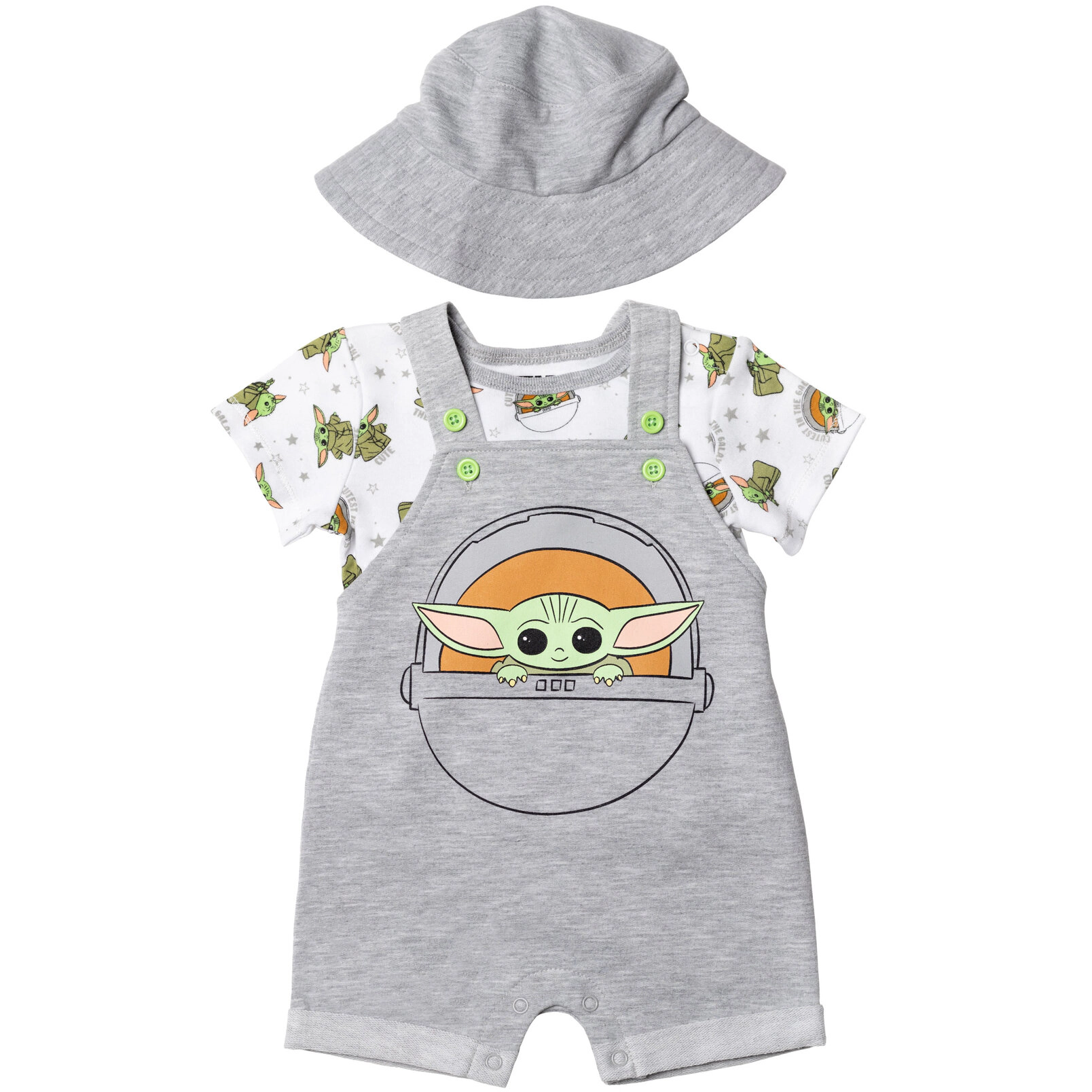 Star Wars Baby Boys' Shortall T-Shirt and Bucket Hat Set
