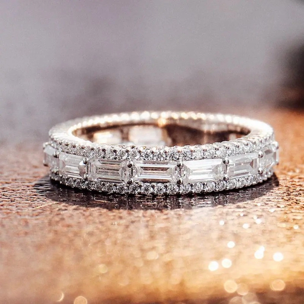 3-Layer Cubic Zirconia Engagement Ring for Women