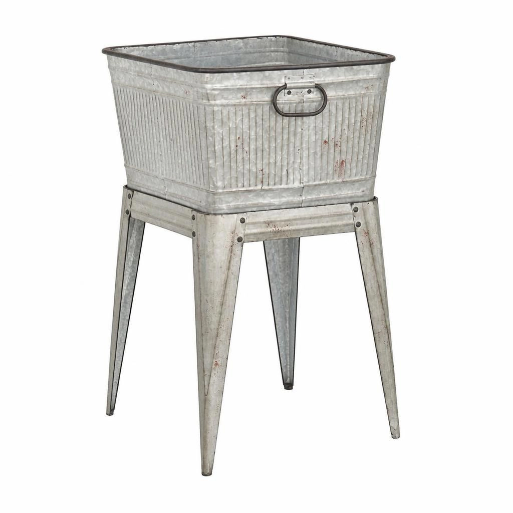 WOW PIONEER Large Round Freestanding Iron Planter for Flowers Herbs Greenery Garden Patio Balcony Yard