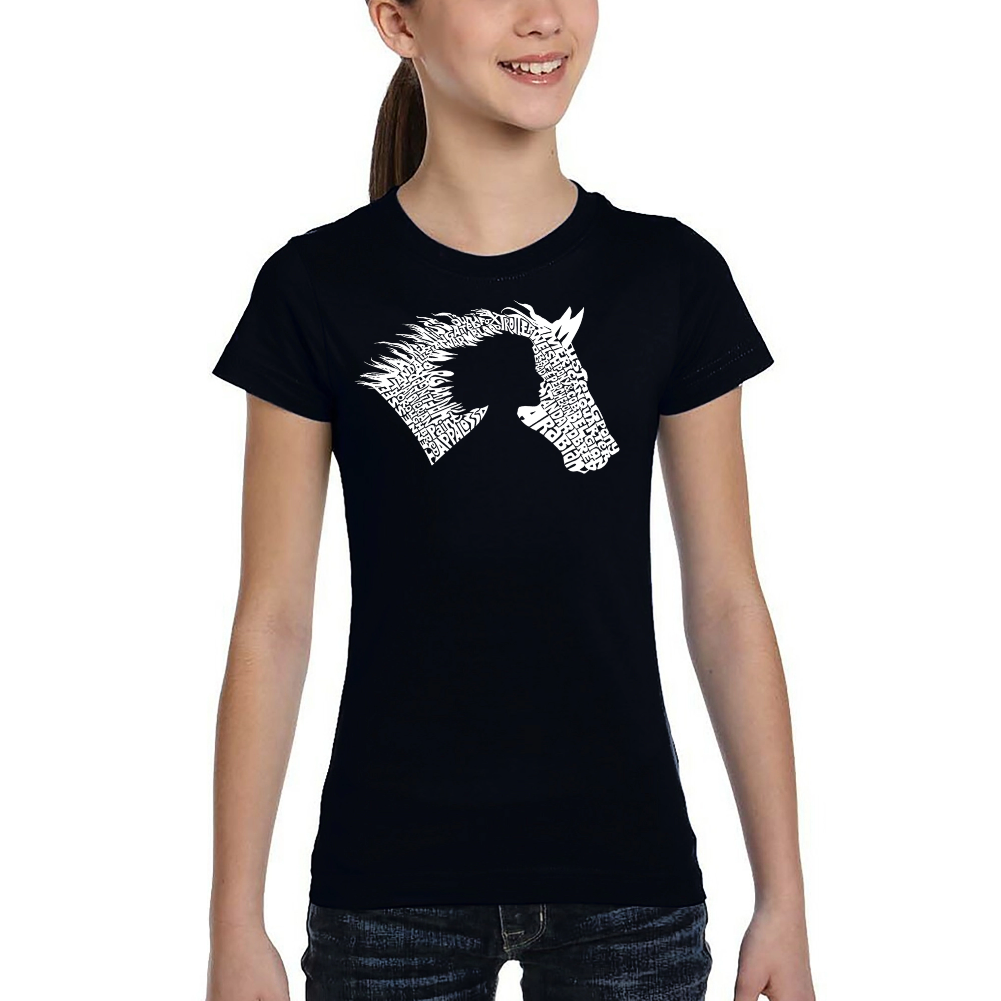 LA Pop Art Girls Word T-Shirt - Girl Horse