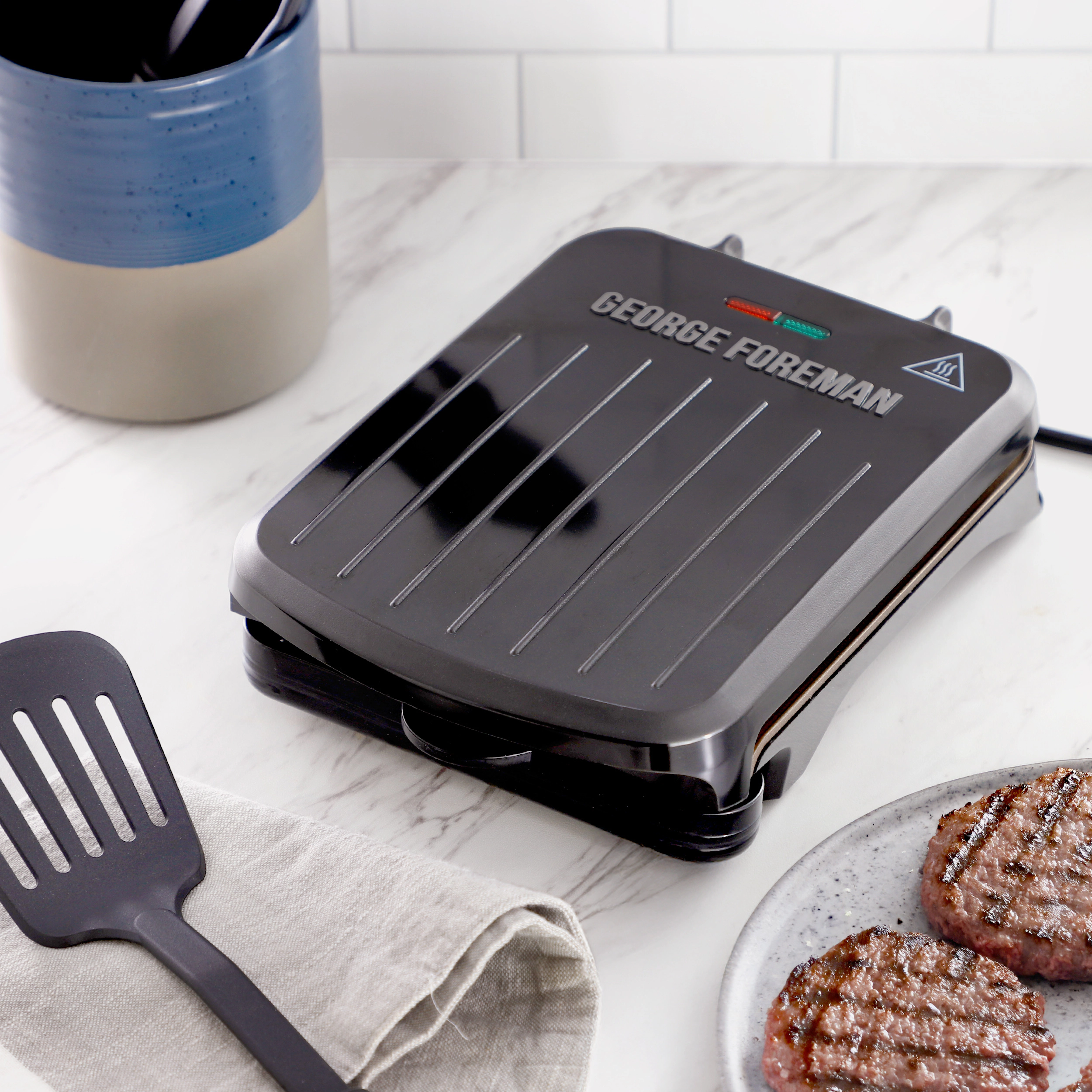 George Foreman 40 Square Inch Nonstick Electric Panini Grill with Drip Tray