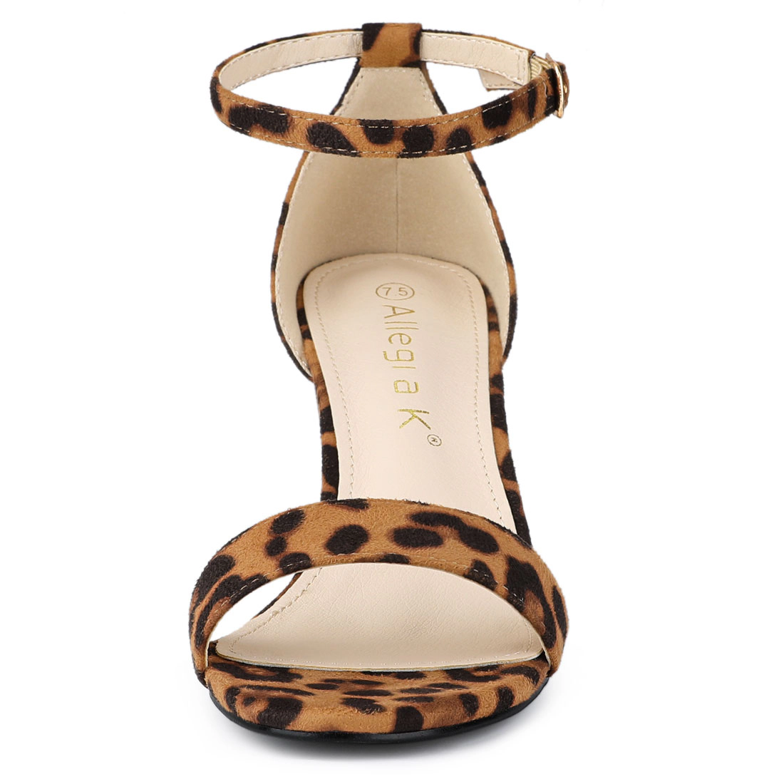 BLISSFUL STEP Women's Printed Open Toe Chunky High Heel Ankle Strap Sandals