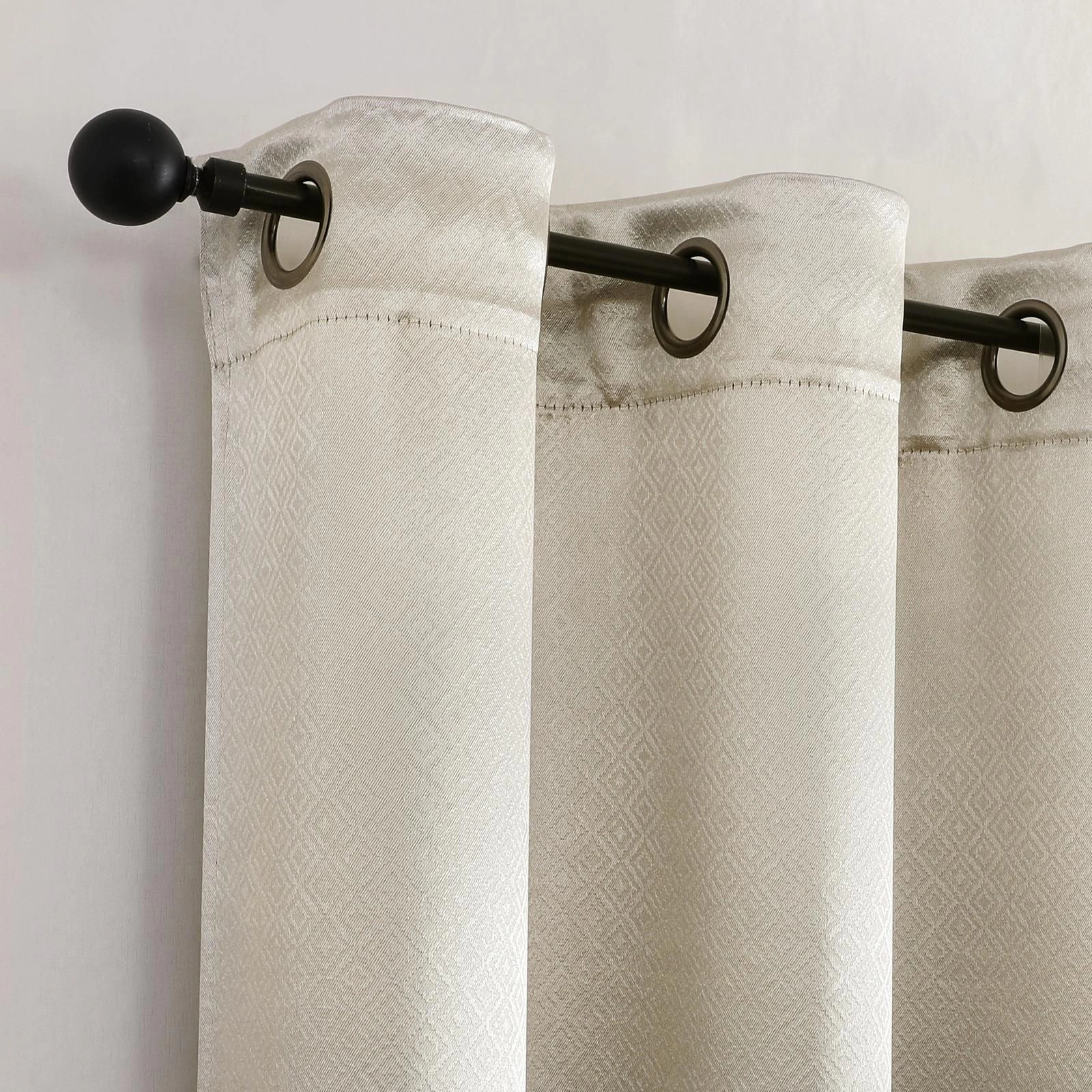 Kate Aurora 1 Piece Riyadh Light Filtering Grommet Top Embossed Diamond Jacquard Window Curtain Panel