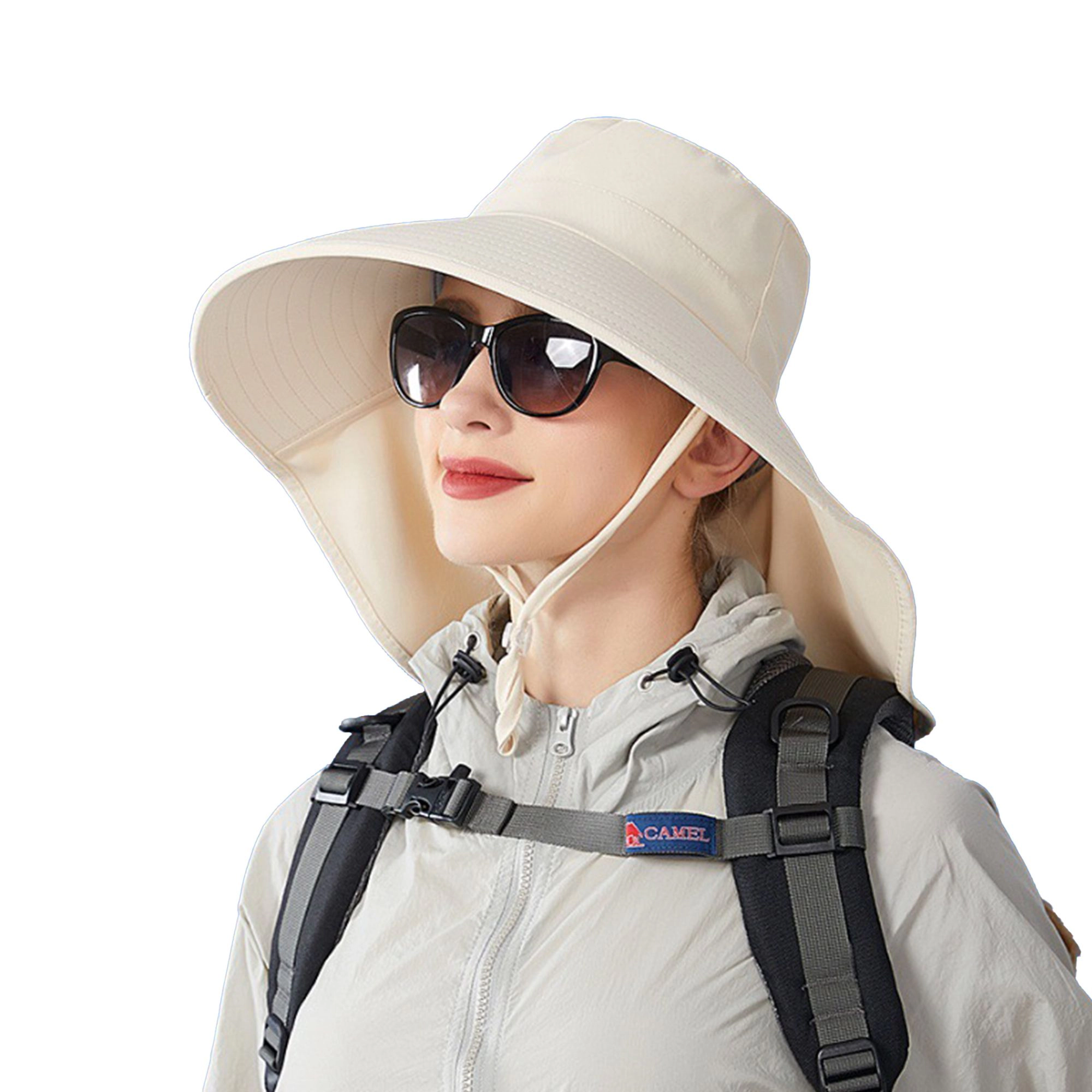 Anna-Kaci Women's Women Ponytail Sun Hat Wide Brim with Flap Packable Adjustable Summer Beach