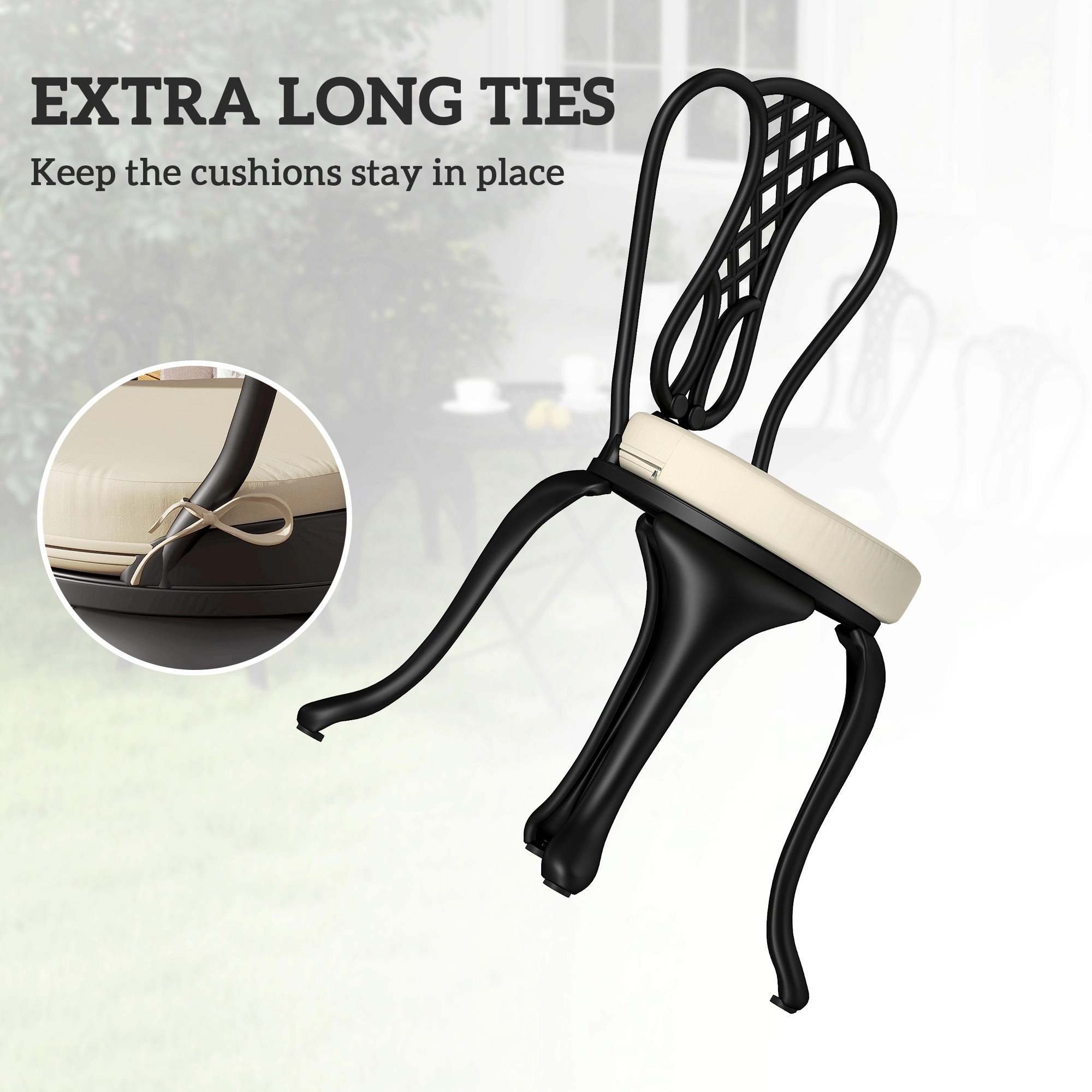 HONGGE Patio Chair Cushions Set of 4 Round Seat for Dining Bistro Chairs Machine Washable, 15" x 3"