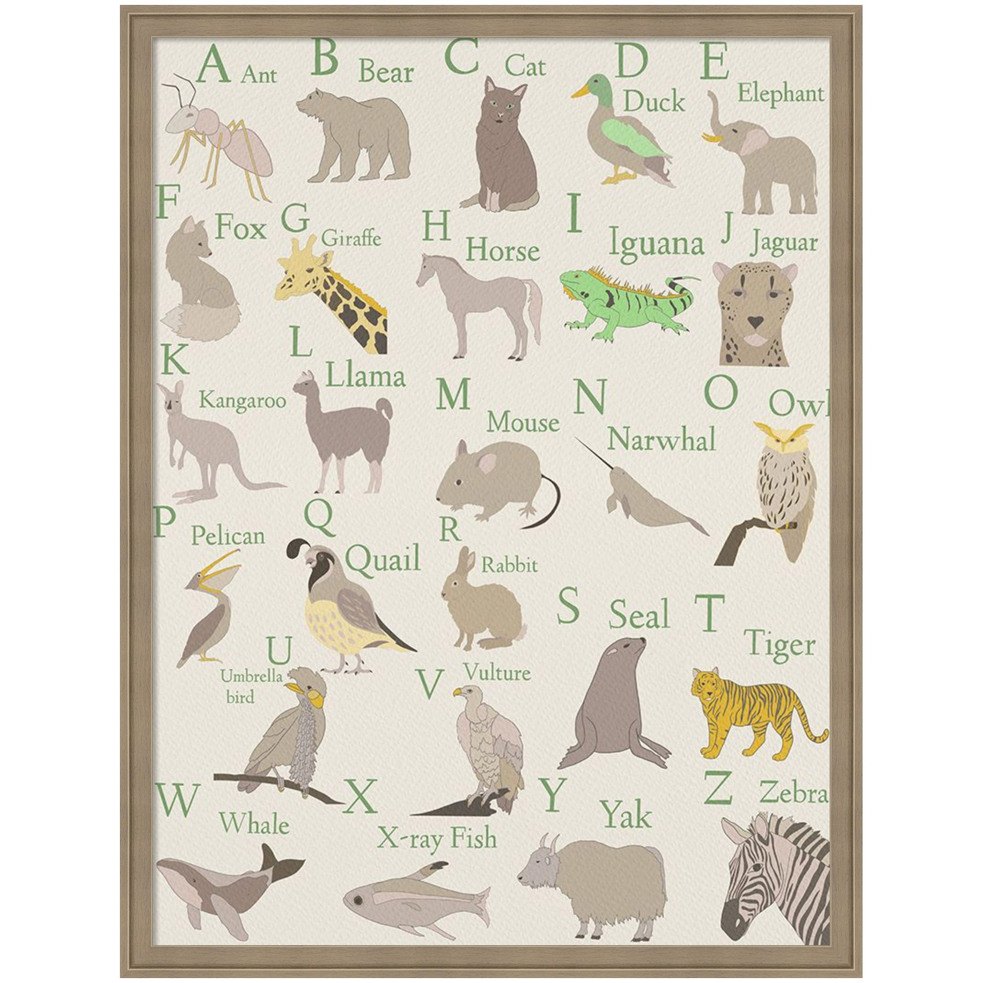 Amanti Art Framed Fabric Pinboard Animal Alphabet Printed Bulletin Board