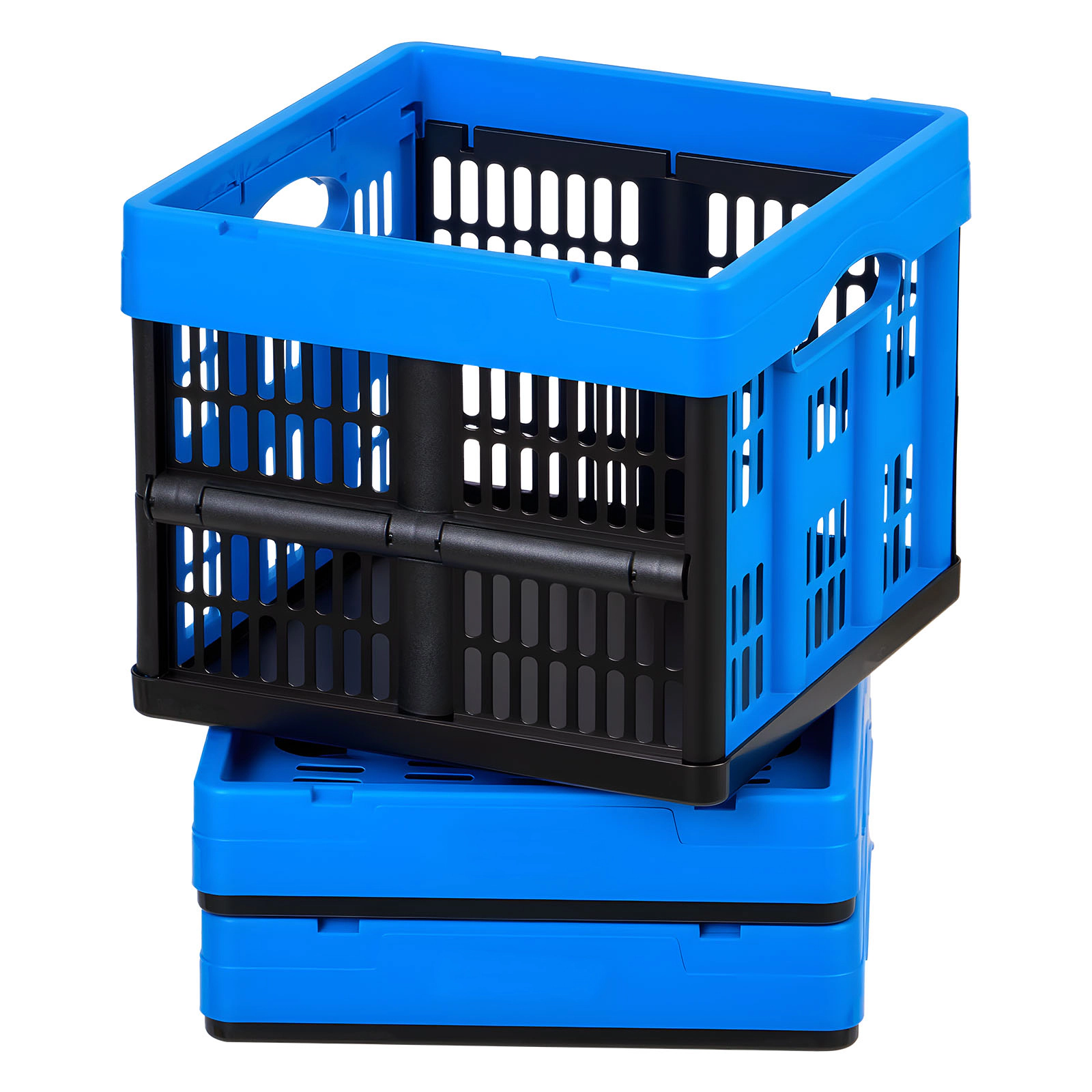 HONGGE Plastic Collapsible Storage Bins 3 Packs Stackable Folding Storage Crates with Handles Holds Per Bin Foldable