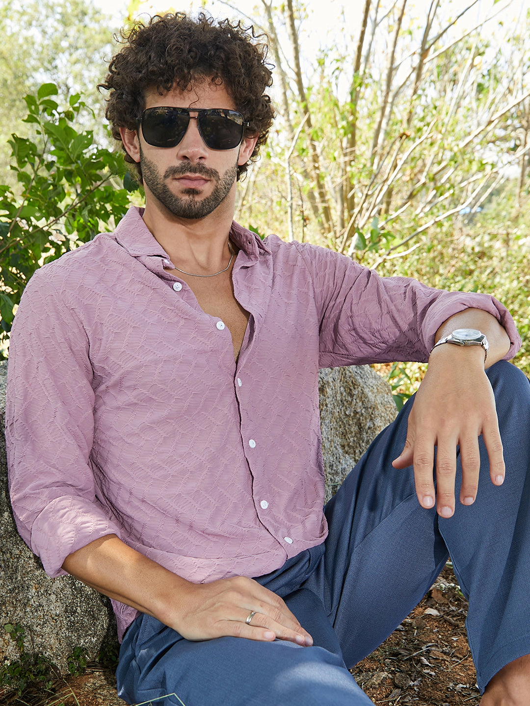 Cahoot Men's Herringbone-Tactile Shirt