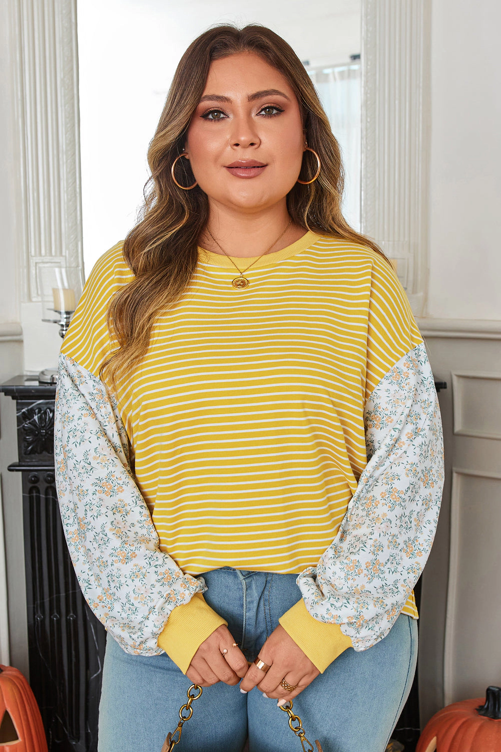 Threaded Pear Women's Evelyn Sleeve Patchwork Loose Top