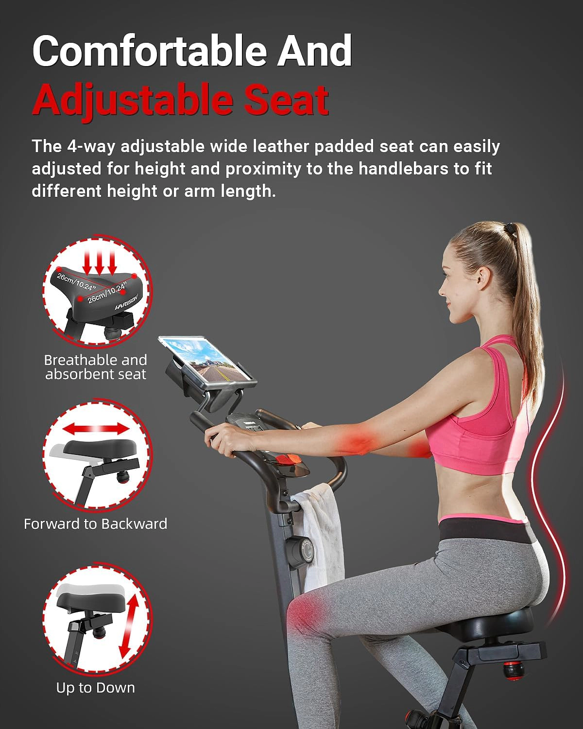 HARISON Upright Exercise Bike for Home, 350 LB Magnetic Stationary Bike with Bluetooth & LCD Monitor (HR-B7)